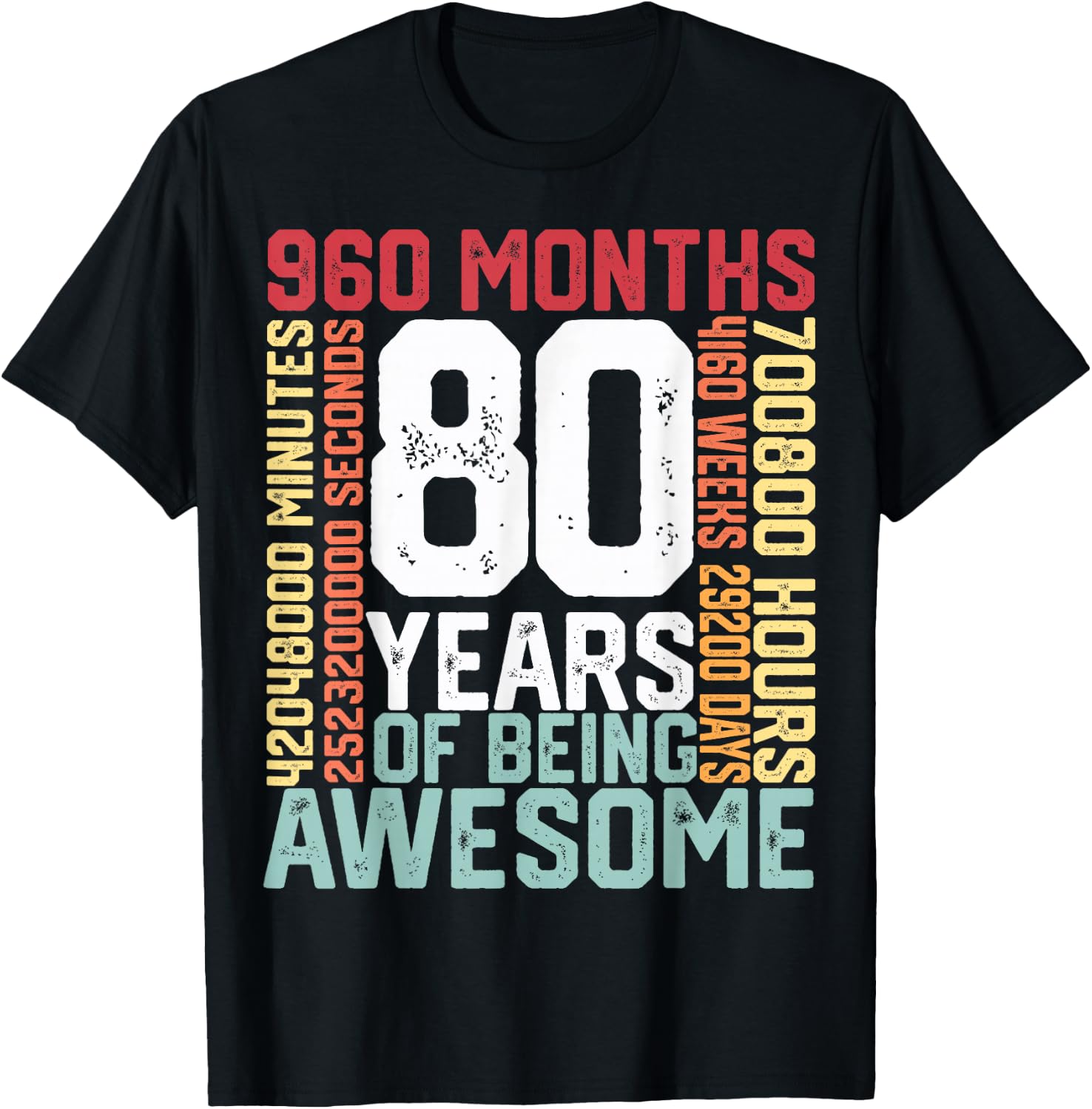 80 years of being Awesome Months weeks days special birthday T-Shirt - T-Shirt | Black