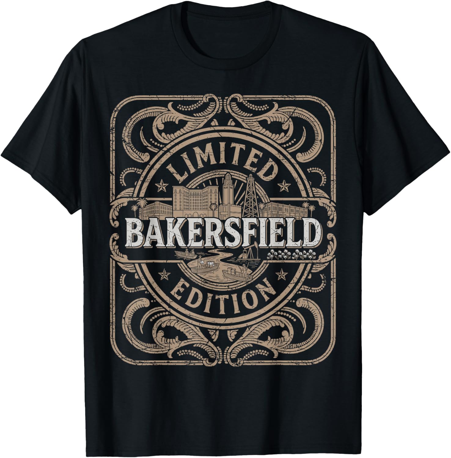 Bakersfield Vintage Bakersfield California T-Shirt - T-Shirt | Black