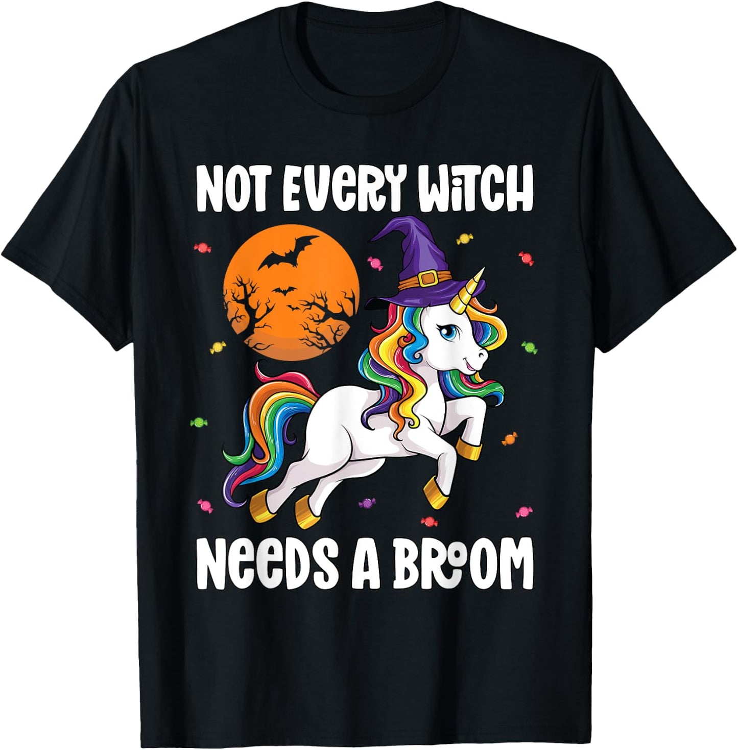 Halloween Unicorn Shirt Girls Women Witchy Unicorn Halloween T-Shirt - T-Shirt | Black