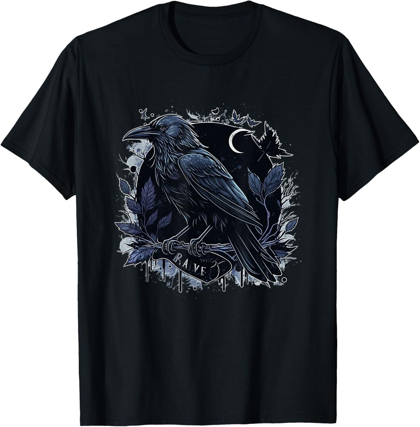 Raven Graphic Goth Black Crow T-Shirt - T-Shirt | Black