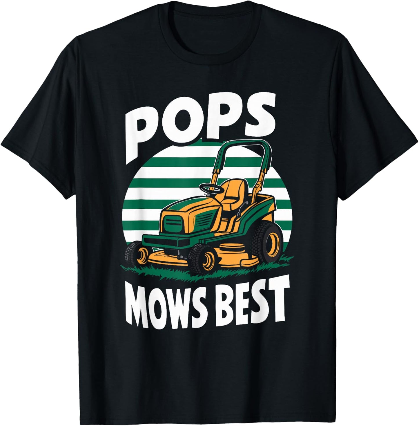 Pops Mows Best Lawn Care Pops Humor T-Shirt - T-Shirt | Black