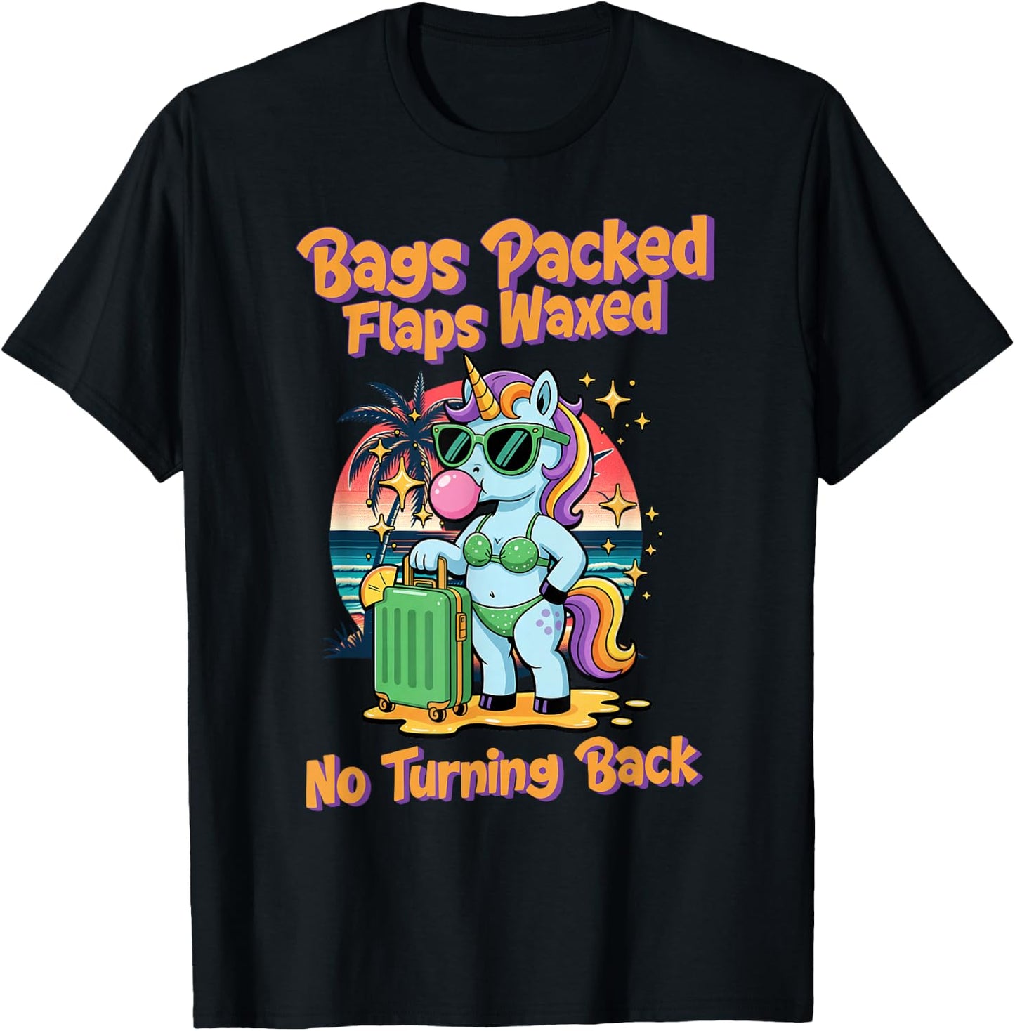 Bags Packed Flaps Waxed Unicorn Funny Embarrassing Adult T-Shirt - T-Shirt | Black