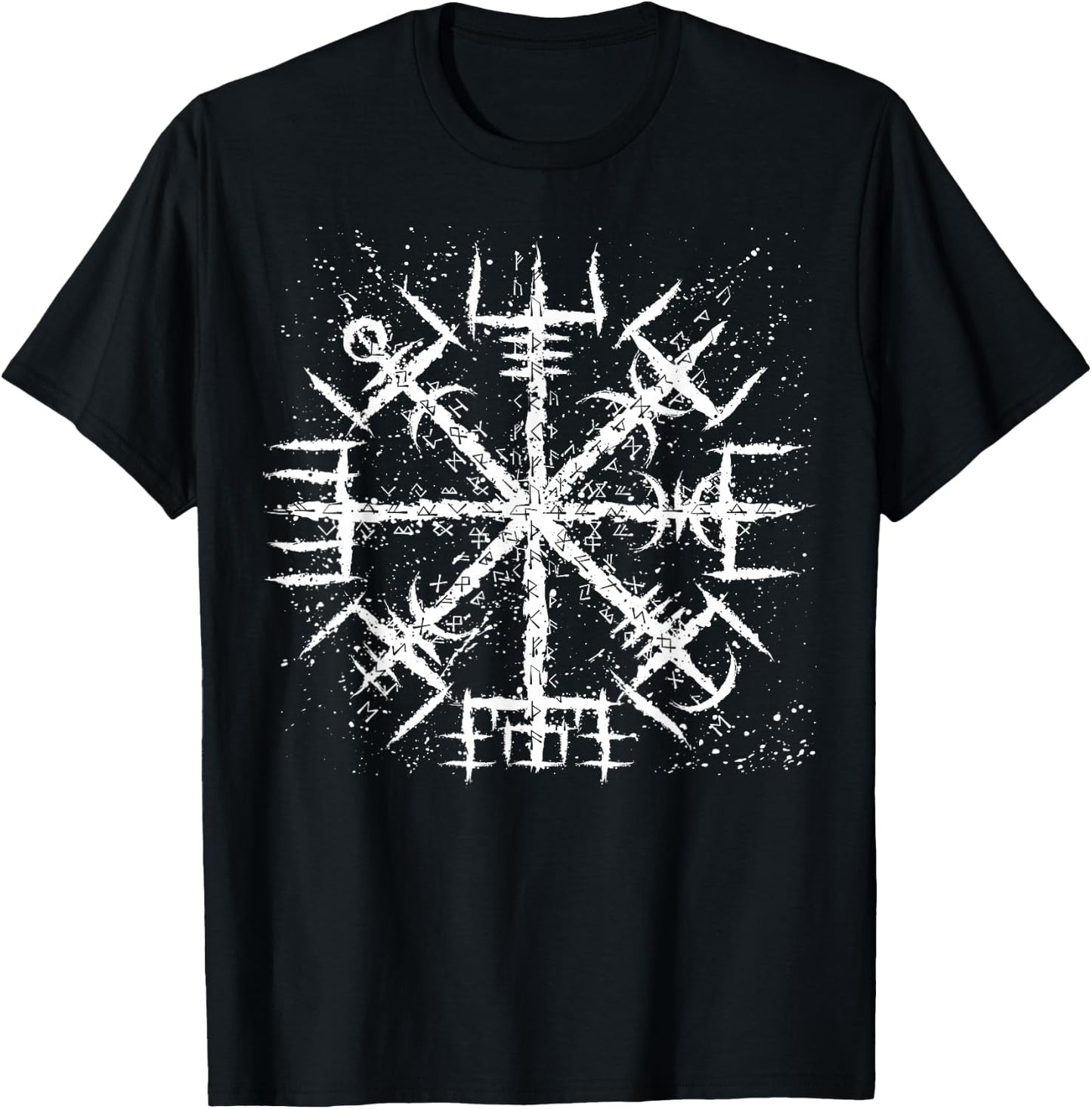 Compass Vegvisir Viking Symbol Nordic Rune Celtic Yggdrasil T-Shirt - T-Shirt | Black