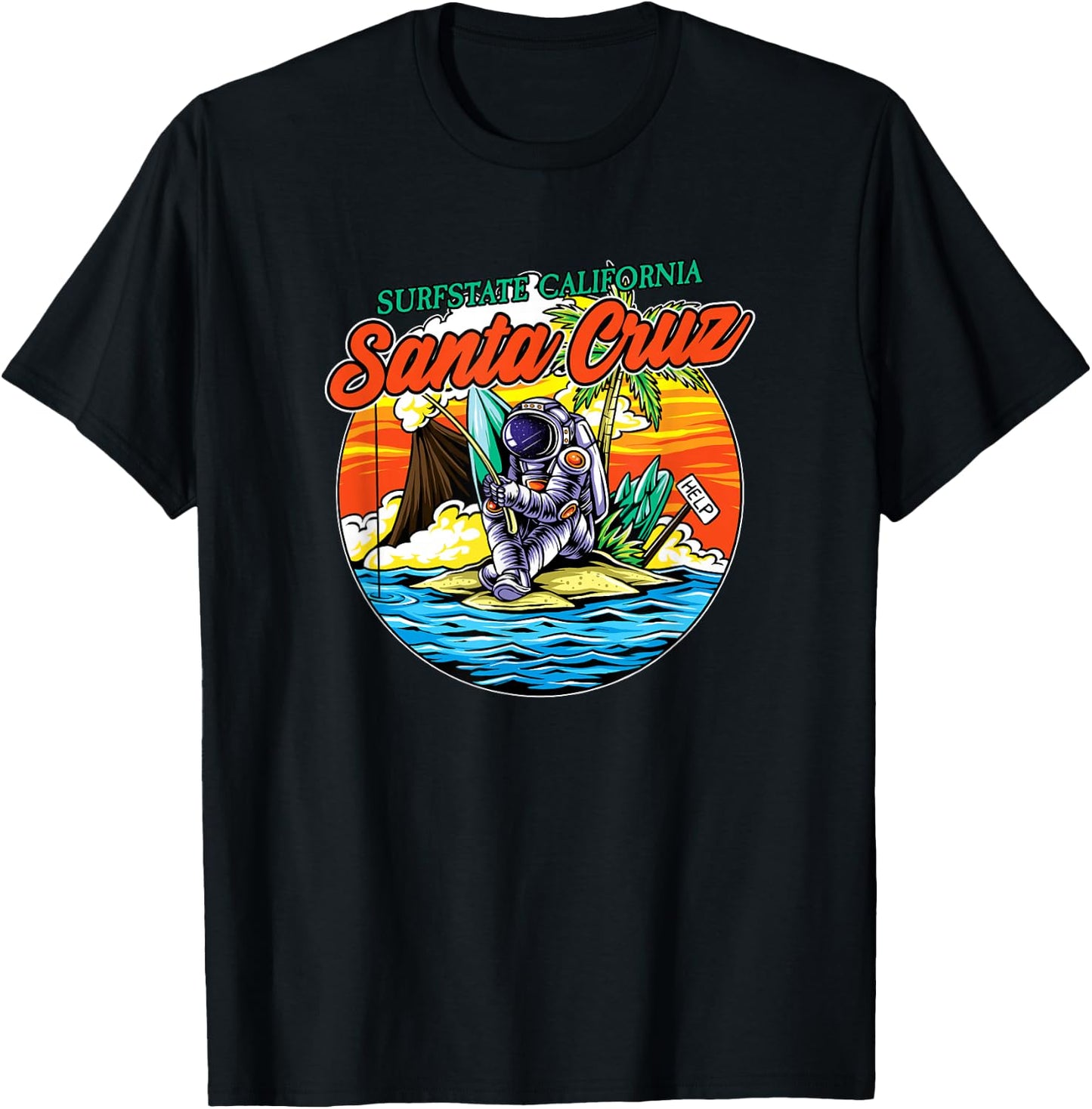 Santa Cruz CA California Surfer I Santa Cruz California , black T-Shirt - T-Shirt | Black