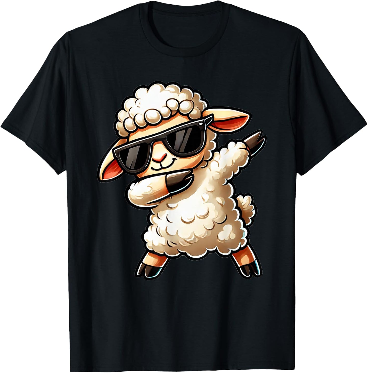 Dabbing Sheep Funny Sheep on Dabben Gift Sheep , black T-Shirt - T-Shirt | Black