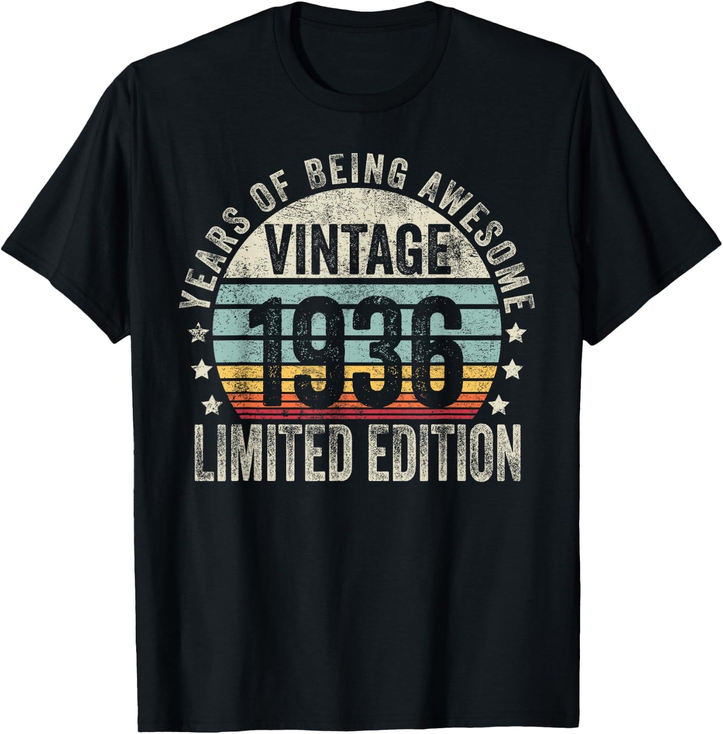 Vintage 1936 T Shirts Retro Funny 1936 Birthday T-Shirt - T-Shirt | Black