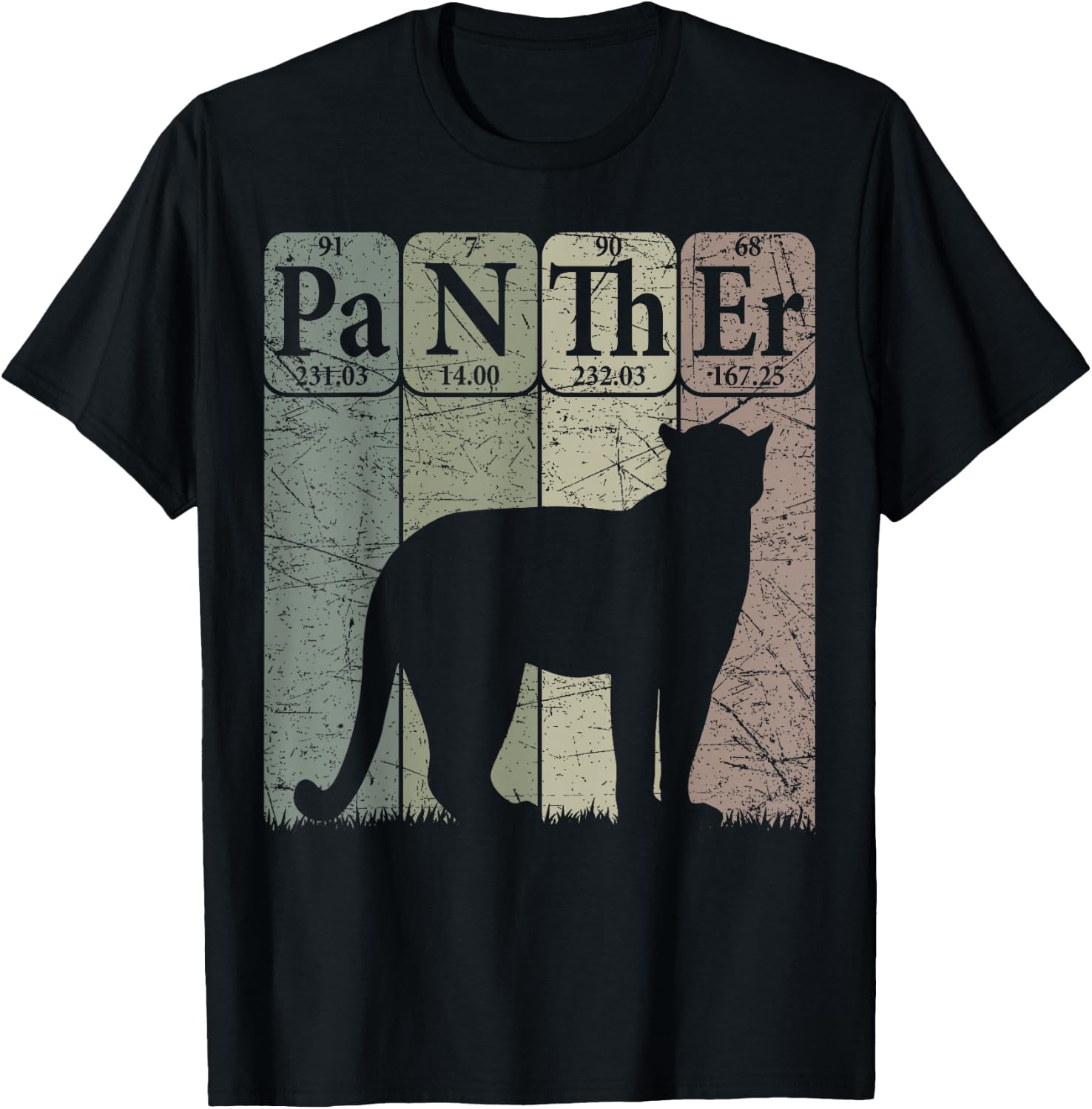 Panther Periodic Table Elements Retro Panther Nerdy T-Shirt - T-Shirt | Black