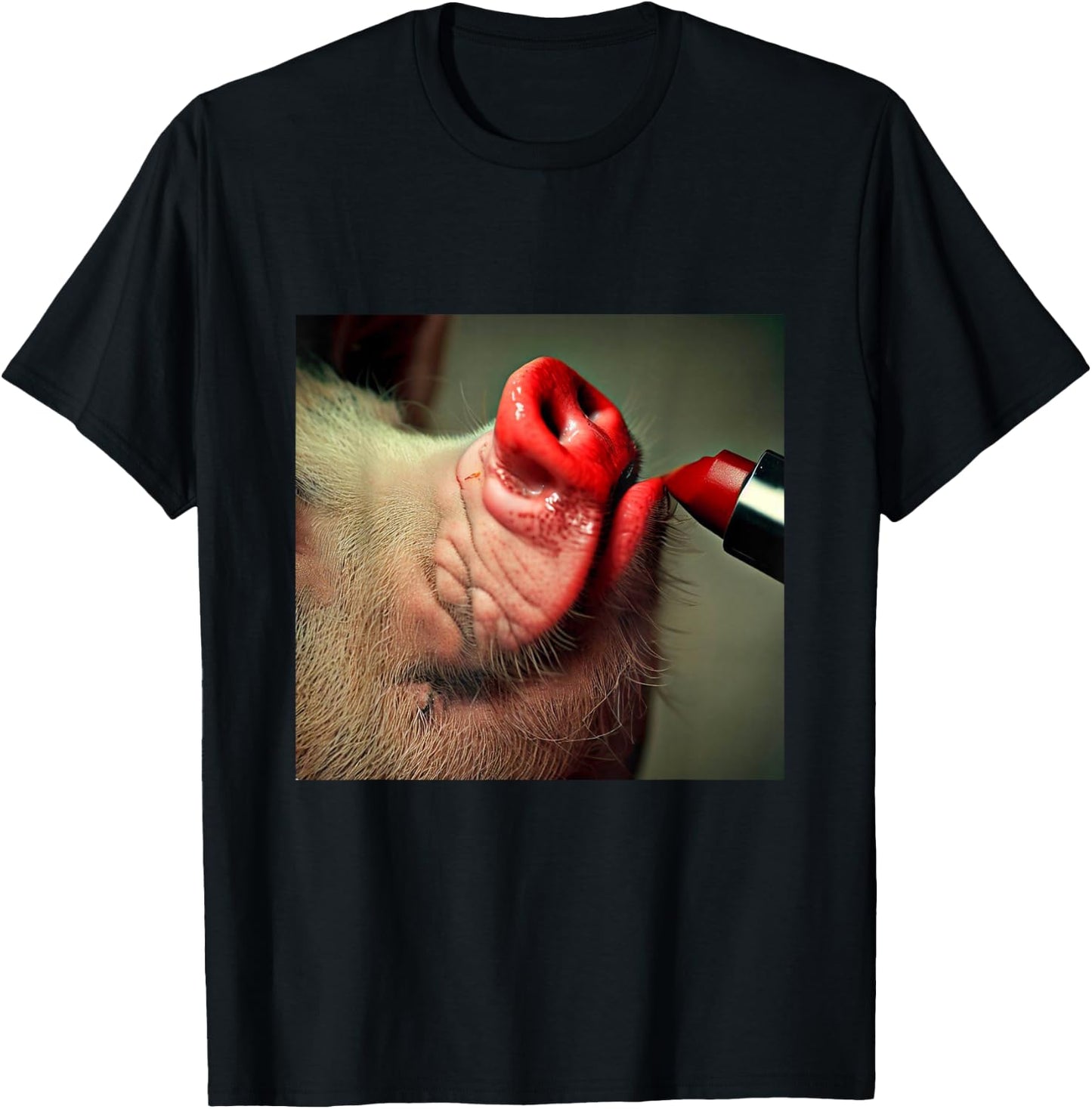 Lipstick on a Pig Slogan T-Shirt - T-Shirt | Black