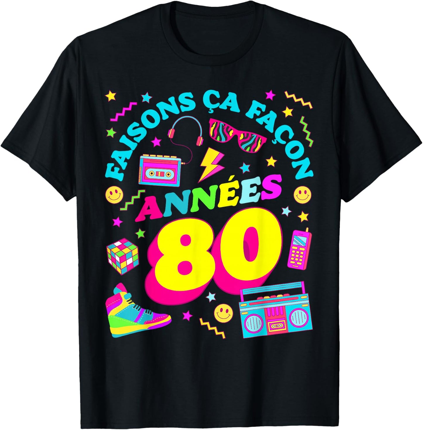 Party 80s Birthday Party 80s Retro Style , Black, S T-Shirt - T-Shirt | Black