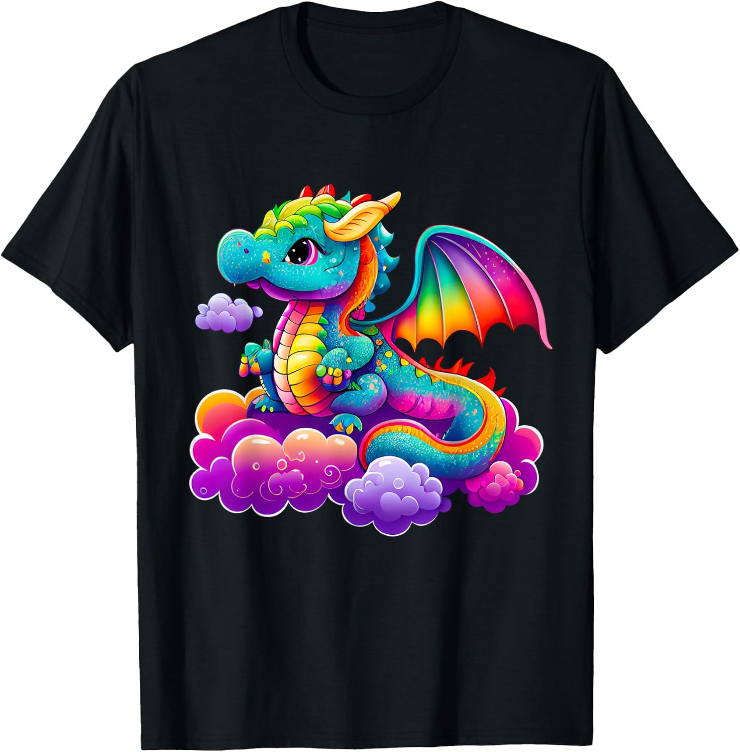 Dragon Children's Women's Men's Small Cute Dragon Animal , black T-Shirt - T-Shirt | Black
