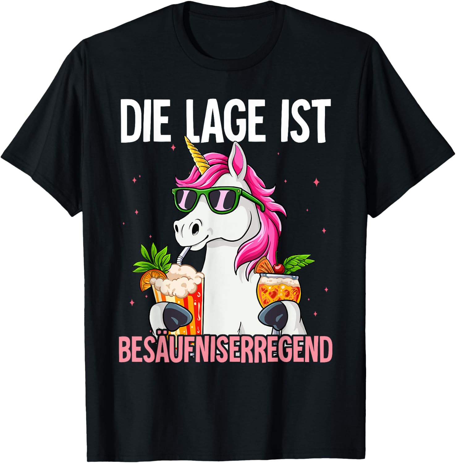 with German Text "Die Lage Ist Besäufniserregend, black T-Shirt - T-Shirt | Black