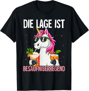 with German Text "Die Lage Ist Besäufniserregend, black T-Shirt - T-Shirt | Black