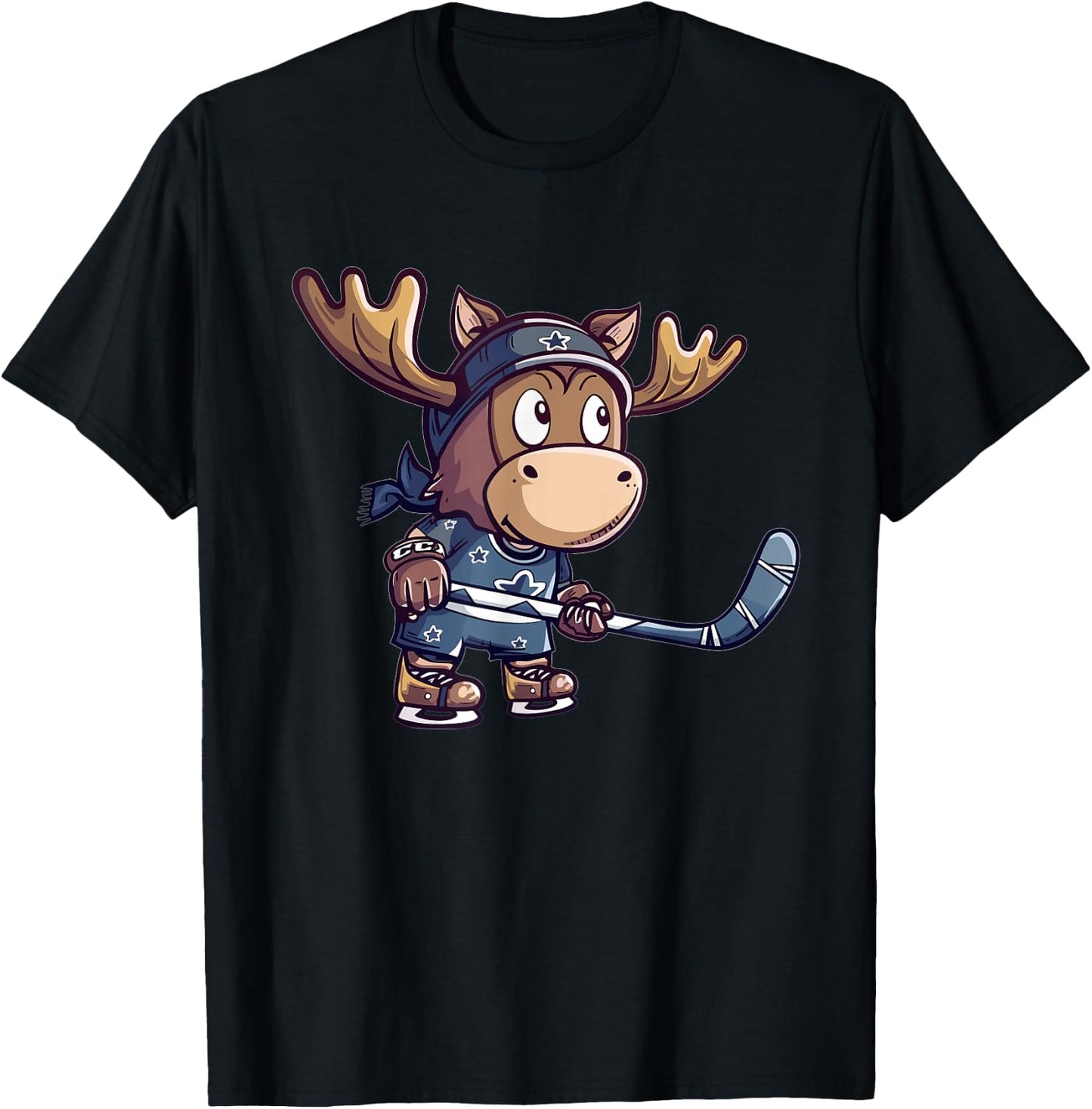 Cute Ice Hockey Moose T-Shirt - T-Shirt | Black