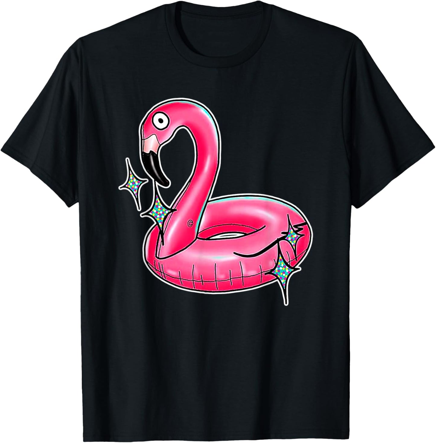 Flamingo Pool Float Pink Toy T-Shirt - T-Shirt | Black