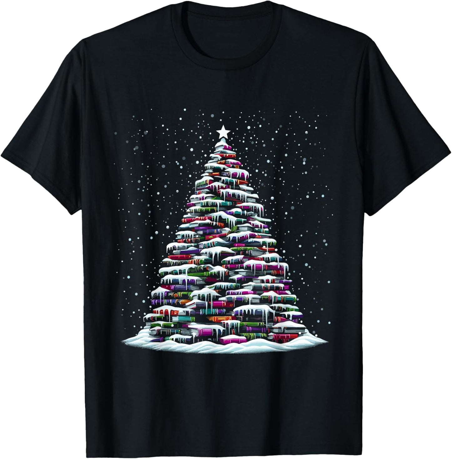 Christmas Tree Of Books - Xmas Tree Reading Book Lover T-Shirt - T-Shirt | Black