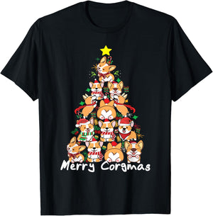 Corgi Christmas Tree Merry Corgmas - Corgi Dog Xmas Gift Men Women Kids T-Shirt - T-Shirt | Black