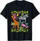 Kids Safari Animals Colourful Wildlife Jungle Zoo Giraffe Zebra T-Shirt - T-Shirt | Black