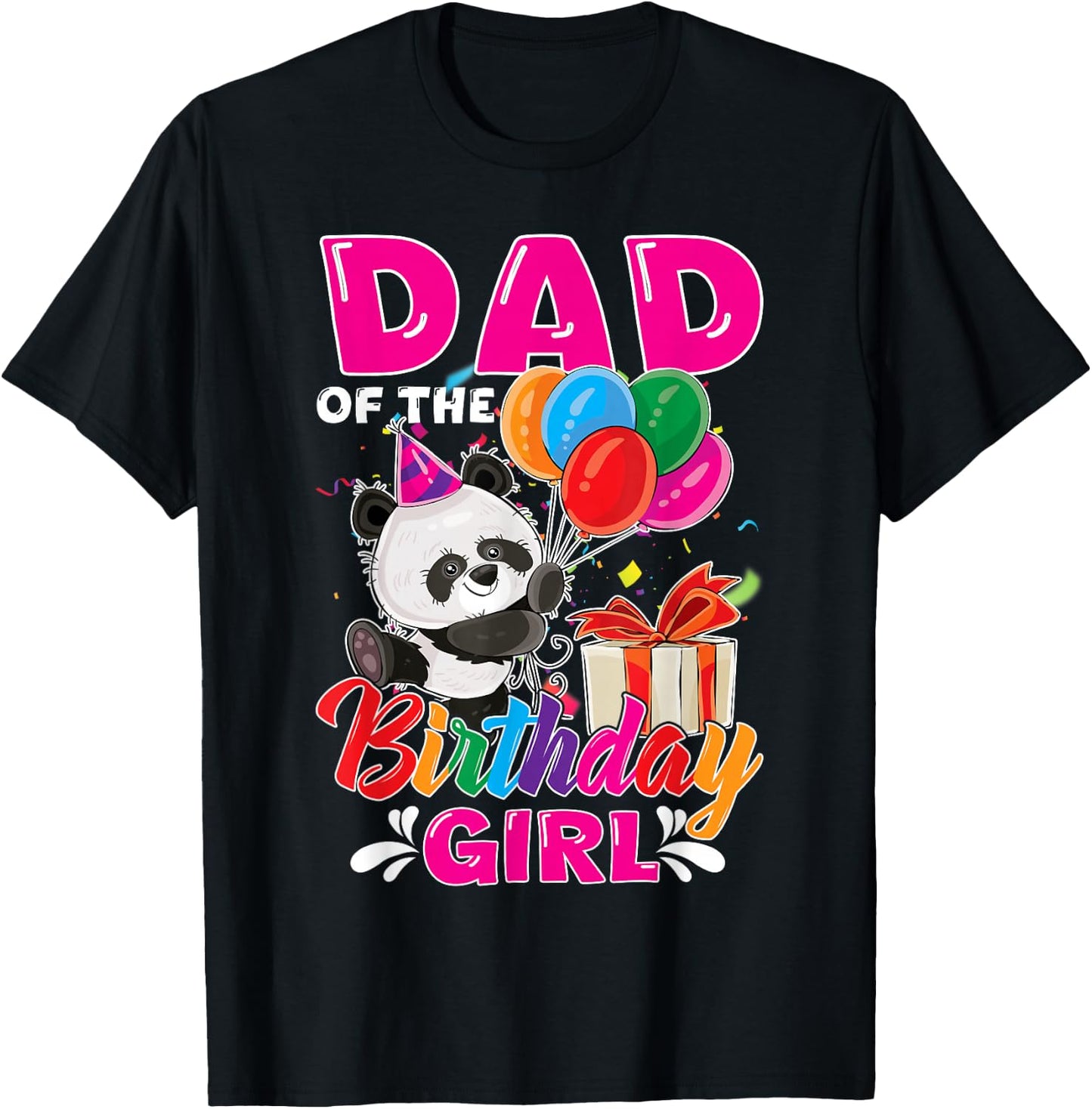 Dad Of The Panda Bear Birthday Animal Lover Boys Girls T-Shirt - T-Shirt | Black
