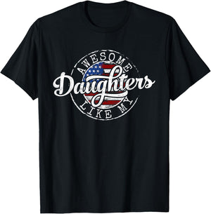 Awesome Like My Daughters Vintage Father Day Dad of Girl T-Shirt - T-Shirt | Black