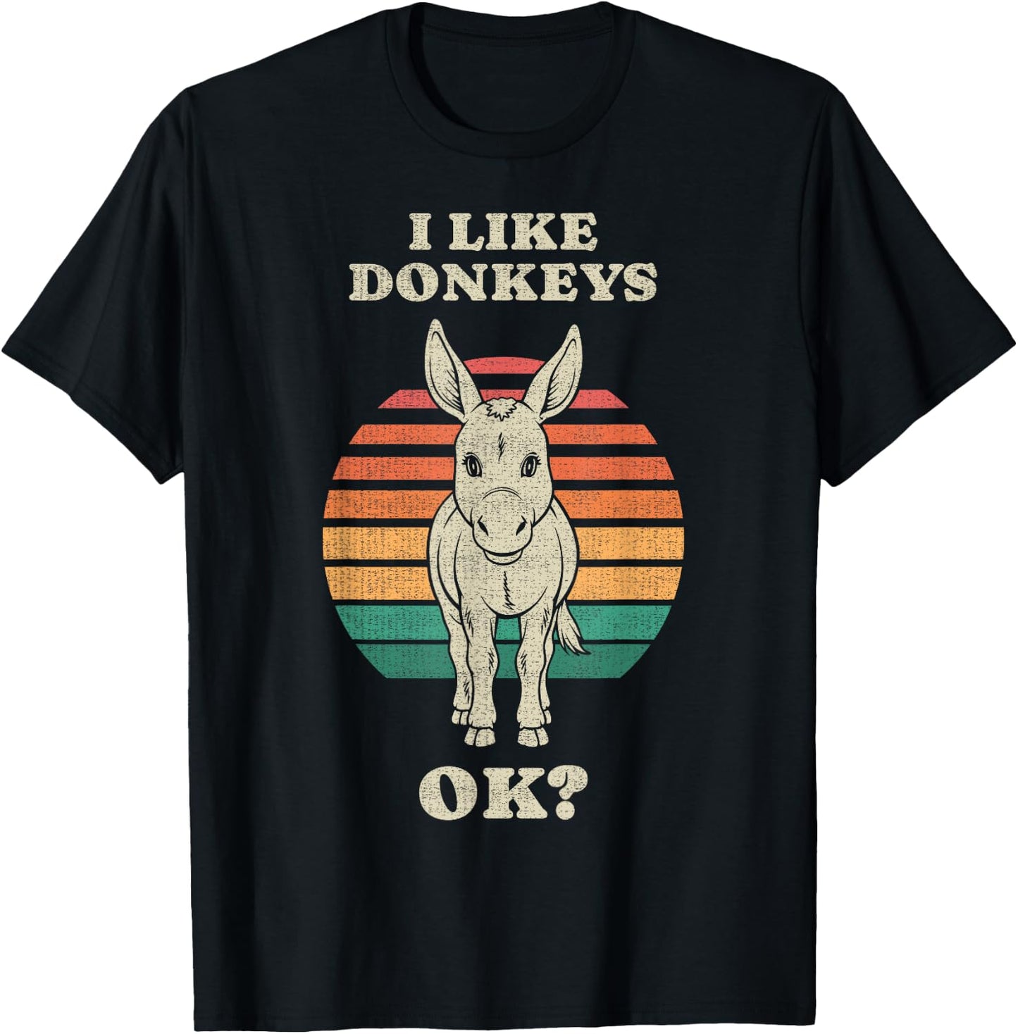 Funny Donkey Lover Animal Retro 70s T-Shirt - T-Shirt | Black