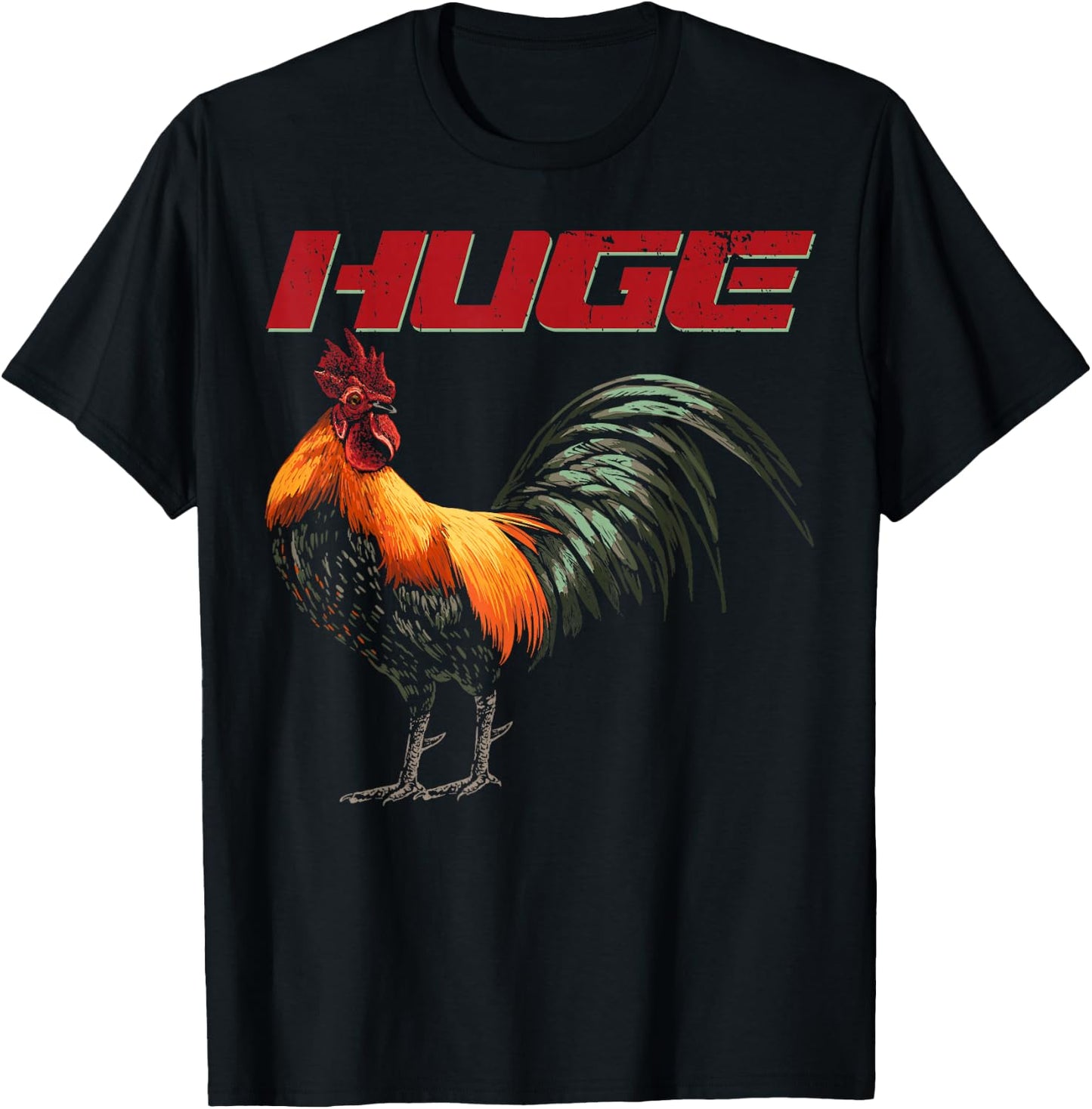 Huge Rooster Chicken Cock Bird Cockfighting Cockerel T-Shirt - T-Shirt | Black