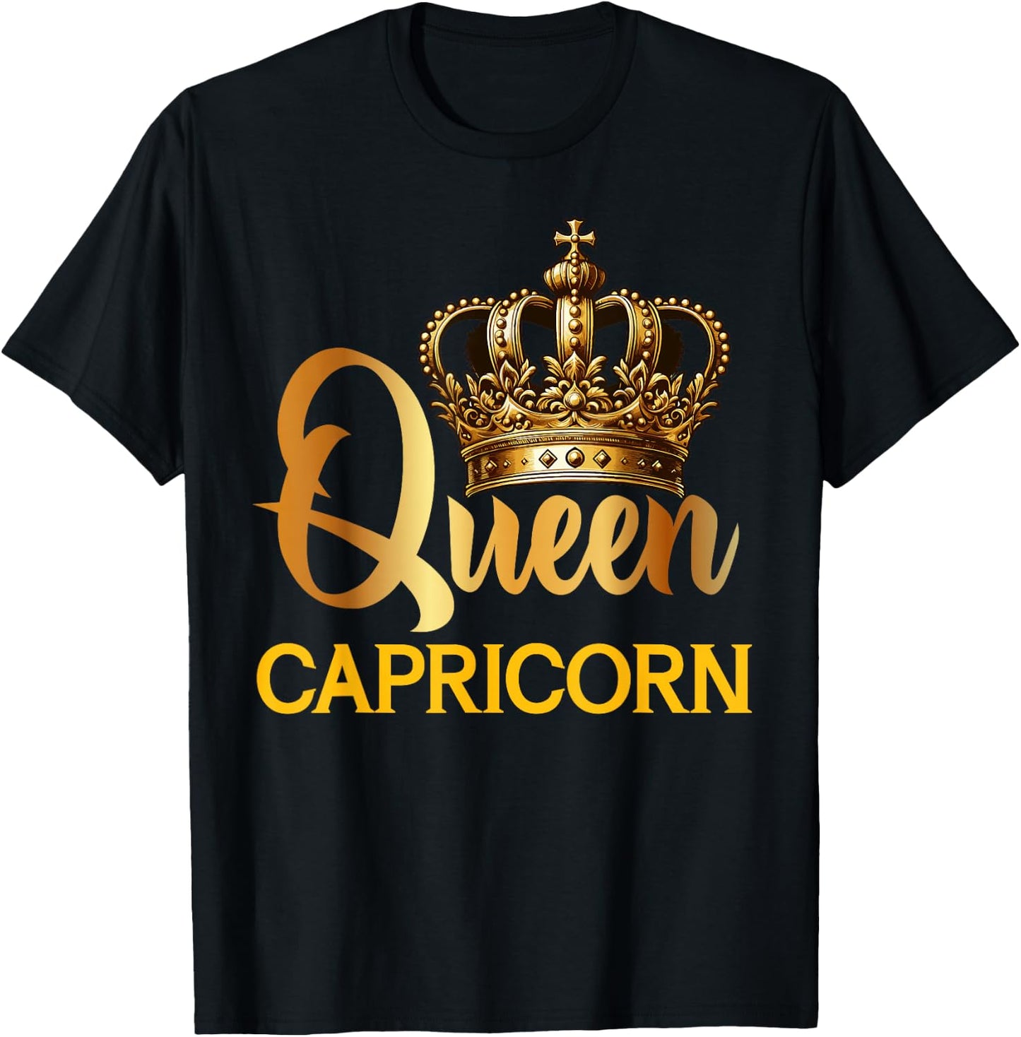 Queen Capricorn Goat Zodiac Sign Crown T-Shirt - T-Shirt | Black