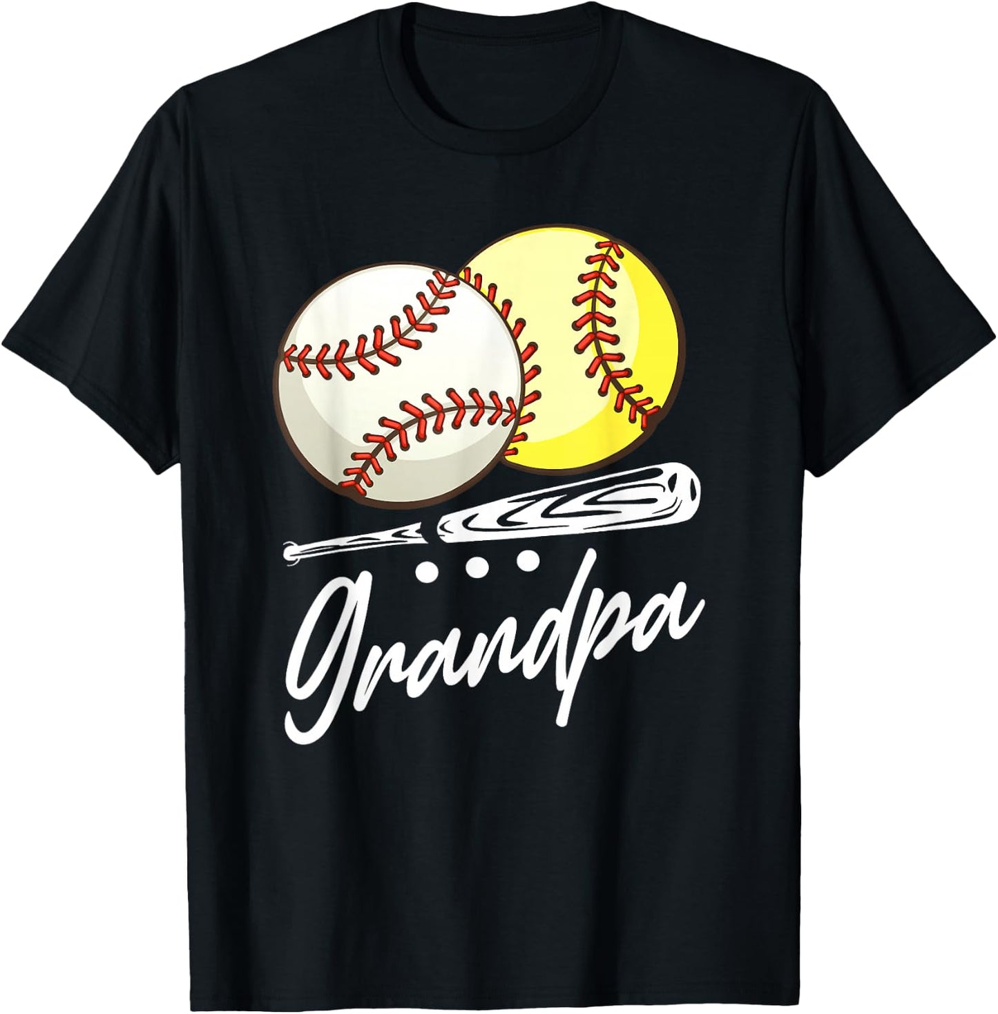 Ball Grandpa Baseball Softball T-Shirt - T-Shirt | Black