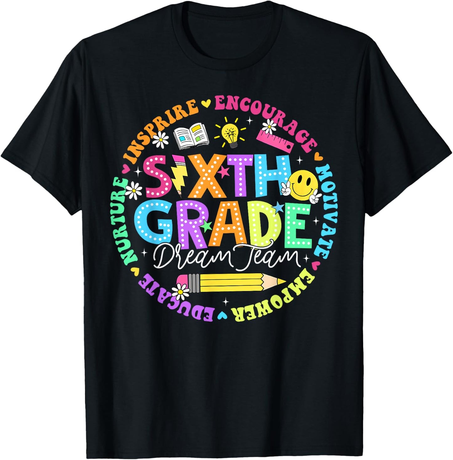 Back to School Sixth Grade Dream Team Teacher Kids T-Shirt - T-Shirt | Black