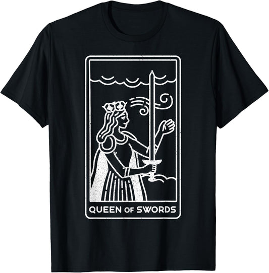 Queen of Swords – Cute Esoteric Occult Tarot Card T-Shirt - T-Shirt | Black