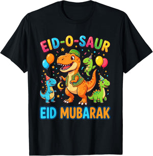 Funny Happy Eid Mubarak for Muslim Dinosaur Kids Youth Boys T-Shirt - T-Shirt | Black