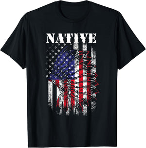 Native American Flag Indigenous Native American Tribe Women Kids Men T-Shirt - T-Shirt | Black