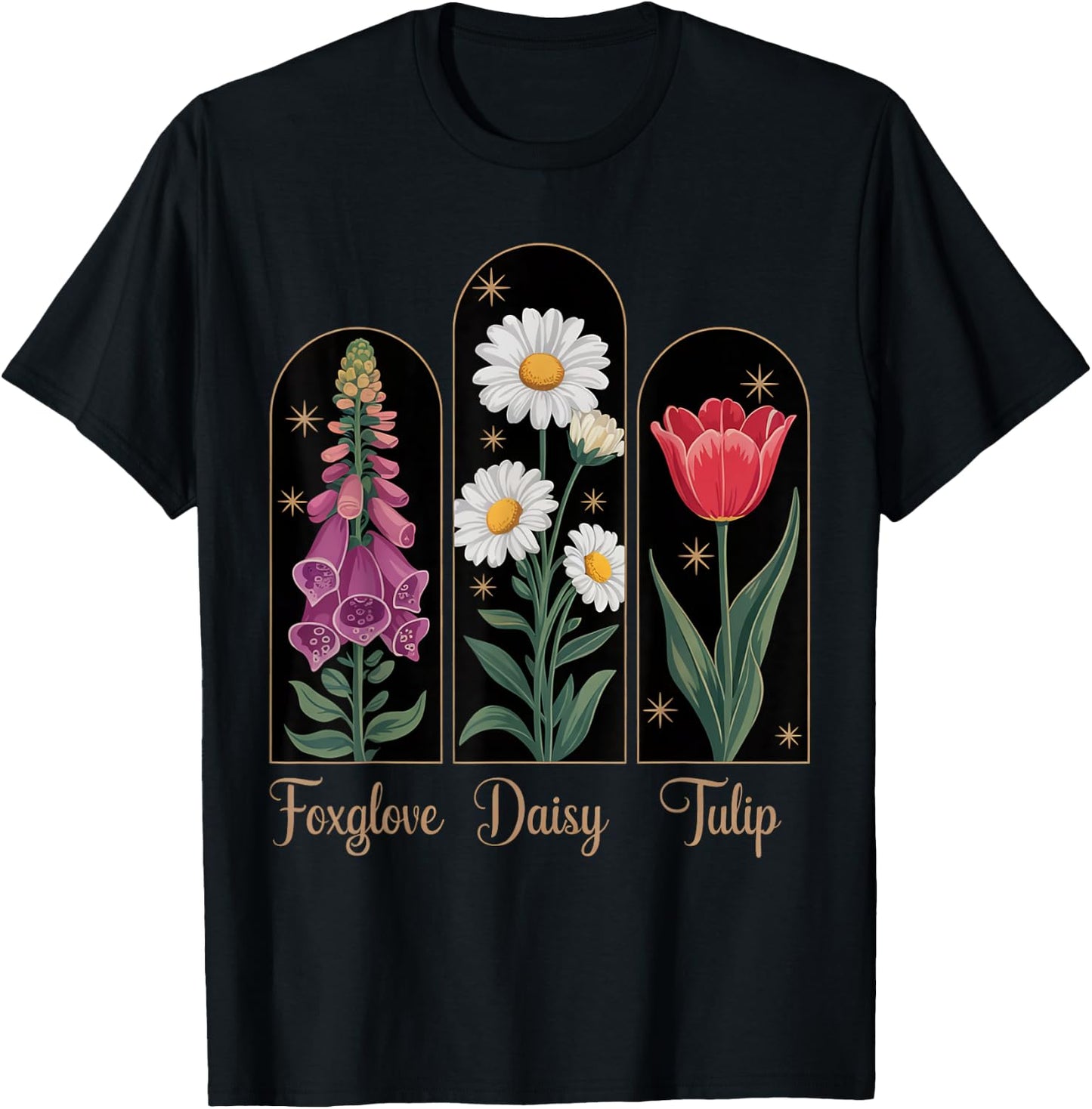 Stem Floral Trio Vintage T-Shirt - T-Shirt | Black