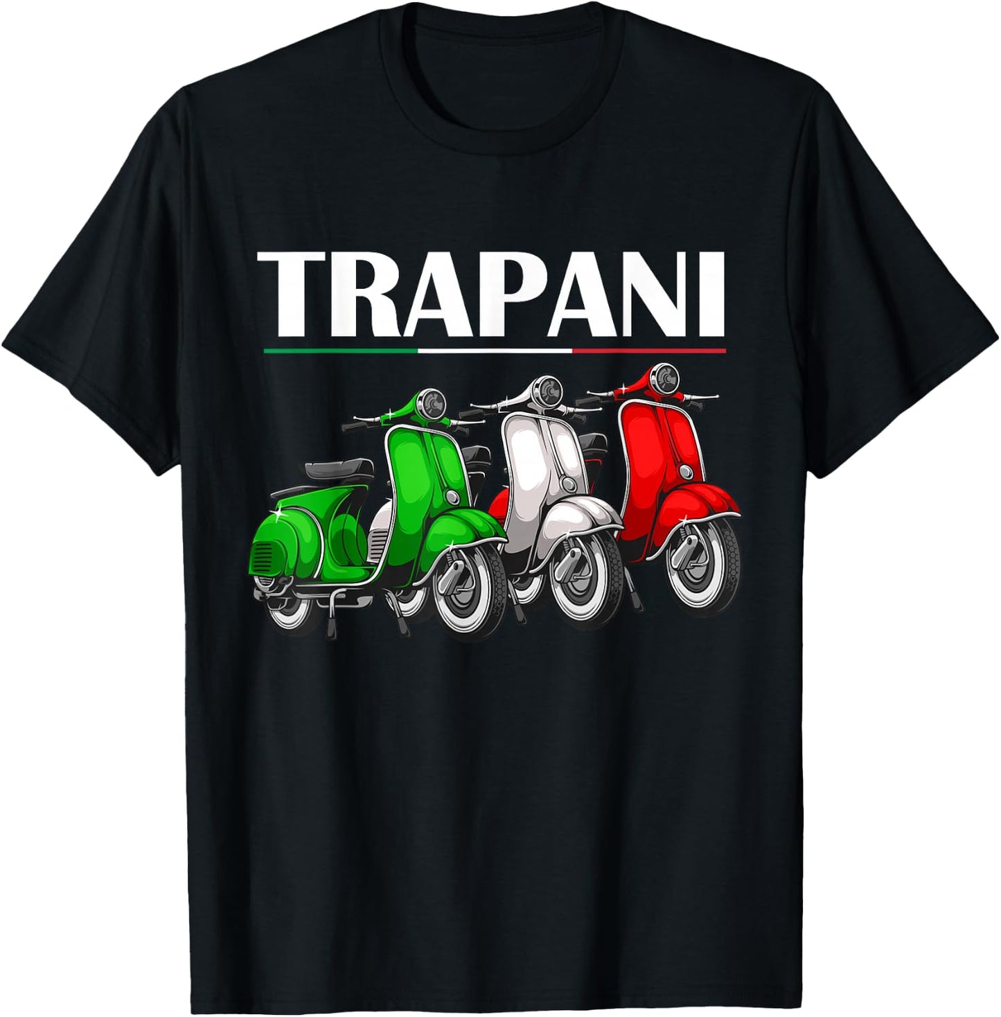 Trapani Souvenir Sicily Classic Italian Scooter Trapani T-Shirt - T-Shirt | Black