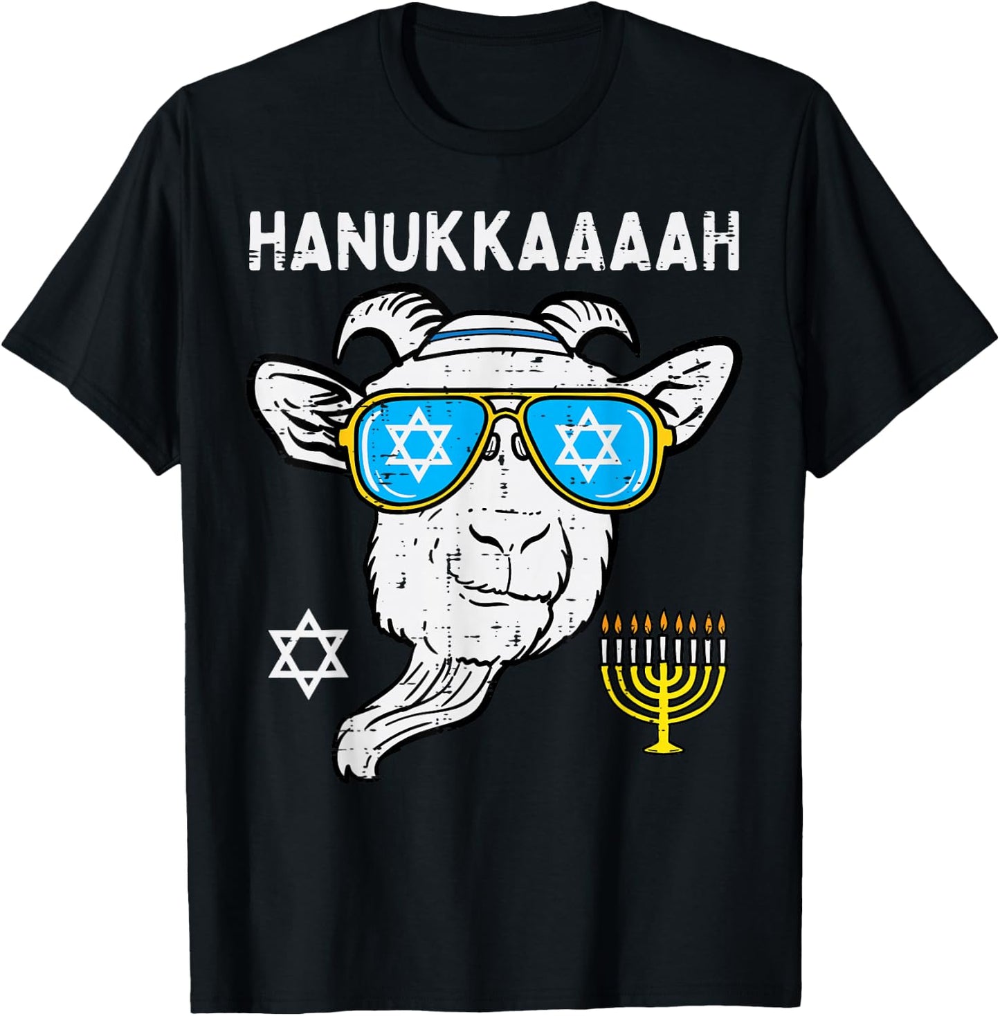 Hanukkah Goat Chanukah Jewish Farm Farmer Men Women Kids T-Shirt - T-Shirt | Black