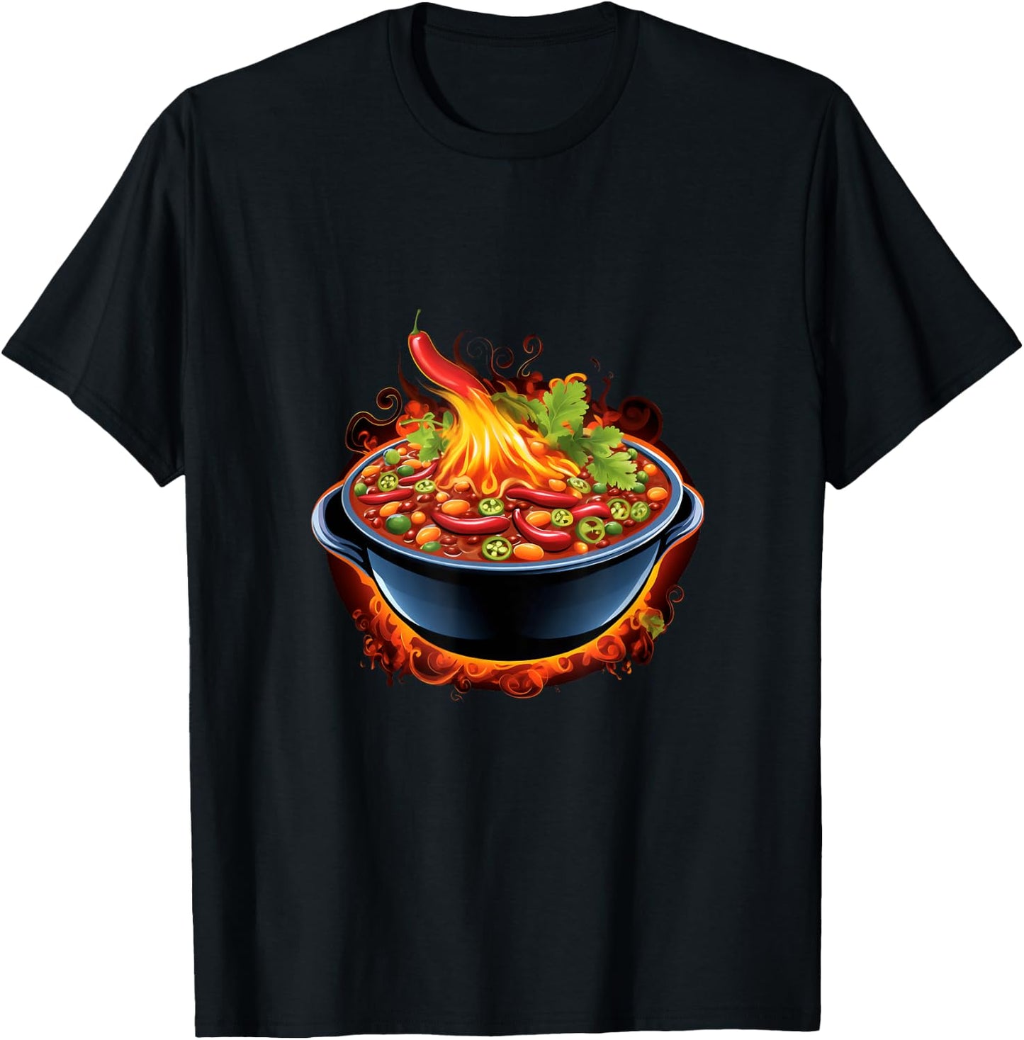 Chili Pepper Steaming Chili Bowl Spicy Pepper T-Shirt - T-Shirt | Black