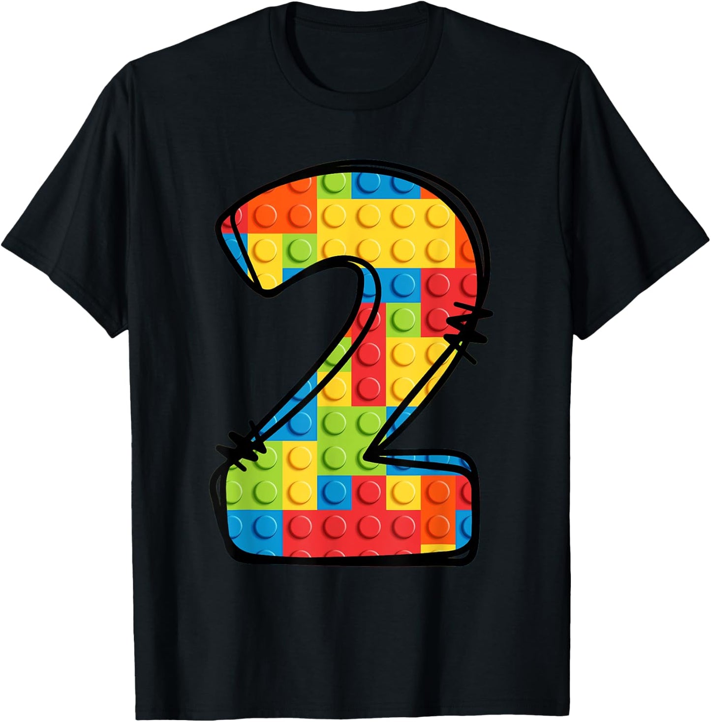2 Year Old Blocks Building Master Builder 2nd Birthday T-Shirt - T-Shirt | Black