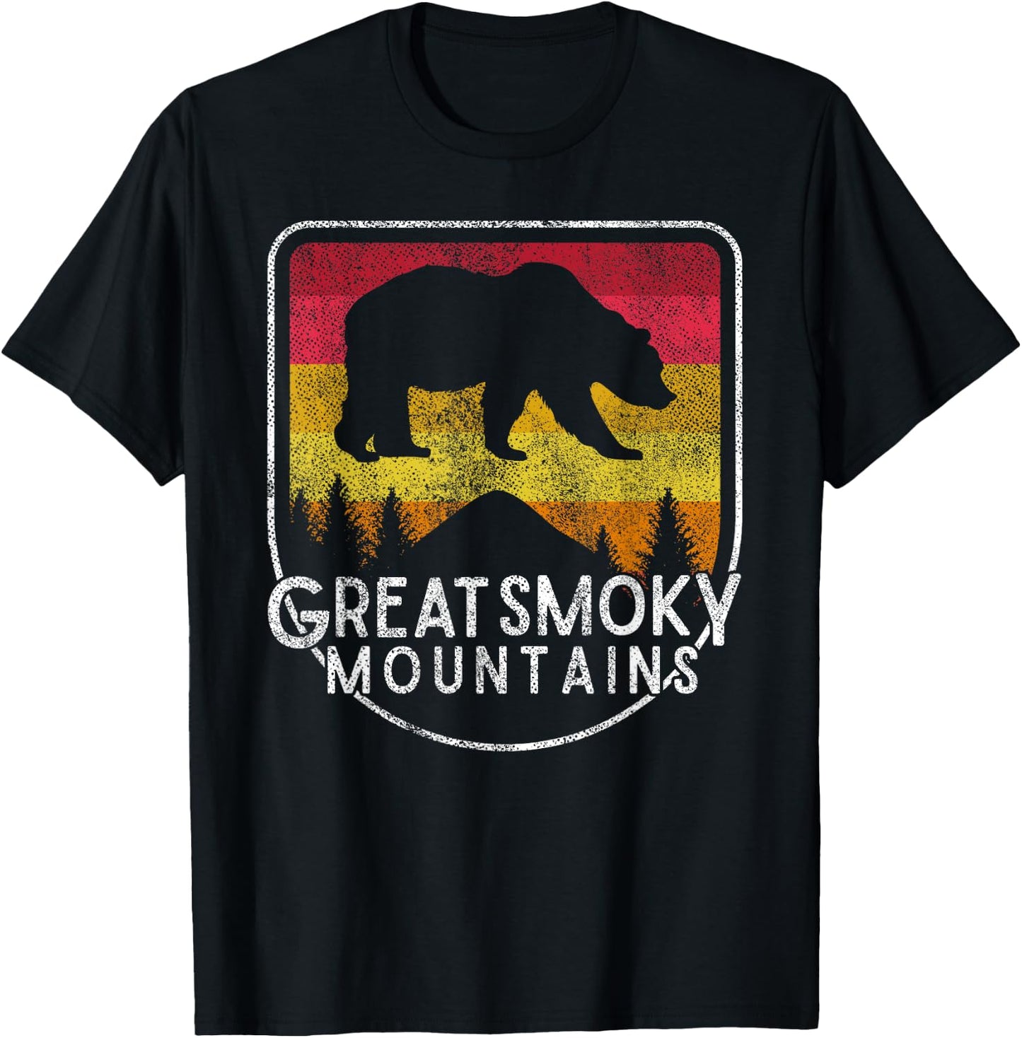 Great Smoky Mountains National Park Retro Men Women Gift T-Shirt - T-Shirt | Black