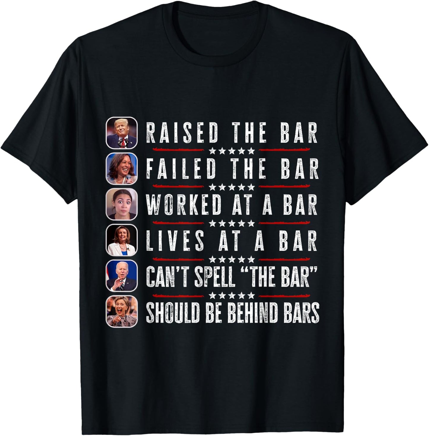 Trump Raised The Bar Harris Failed Funny Trump Politicians T-Shirt - T-Shirt | Black
