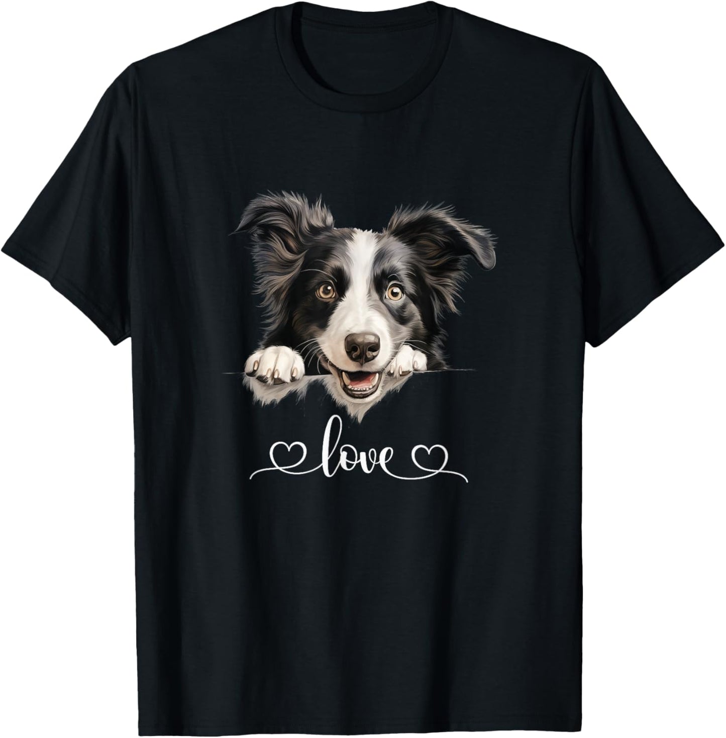 Cute Dog Graphic Love Puppy Border Collie Dog Men Women T-Shirt - T-Shirt | Black