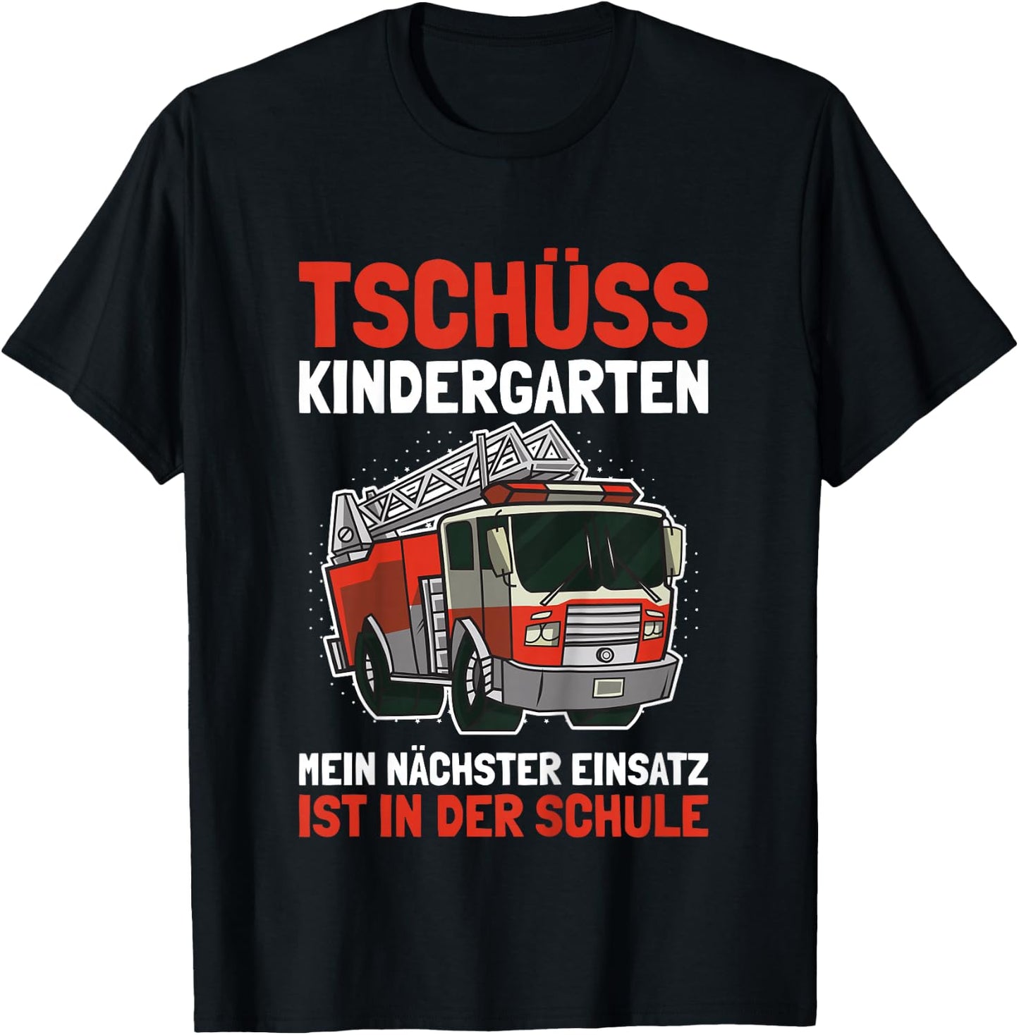 Kinder Einschulung Junge Schulanfang Shirt Jungen Feuerwehr T-Shirt - T-Shirt | Black