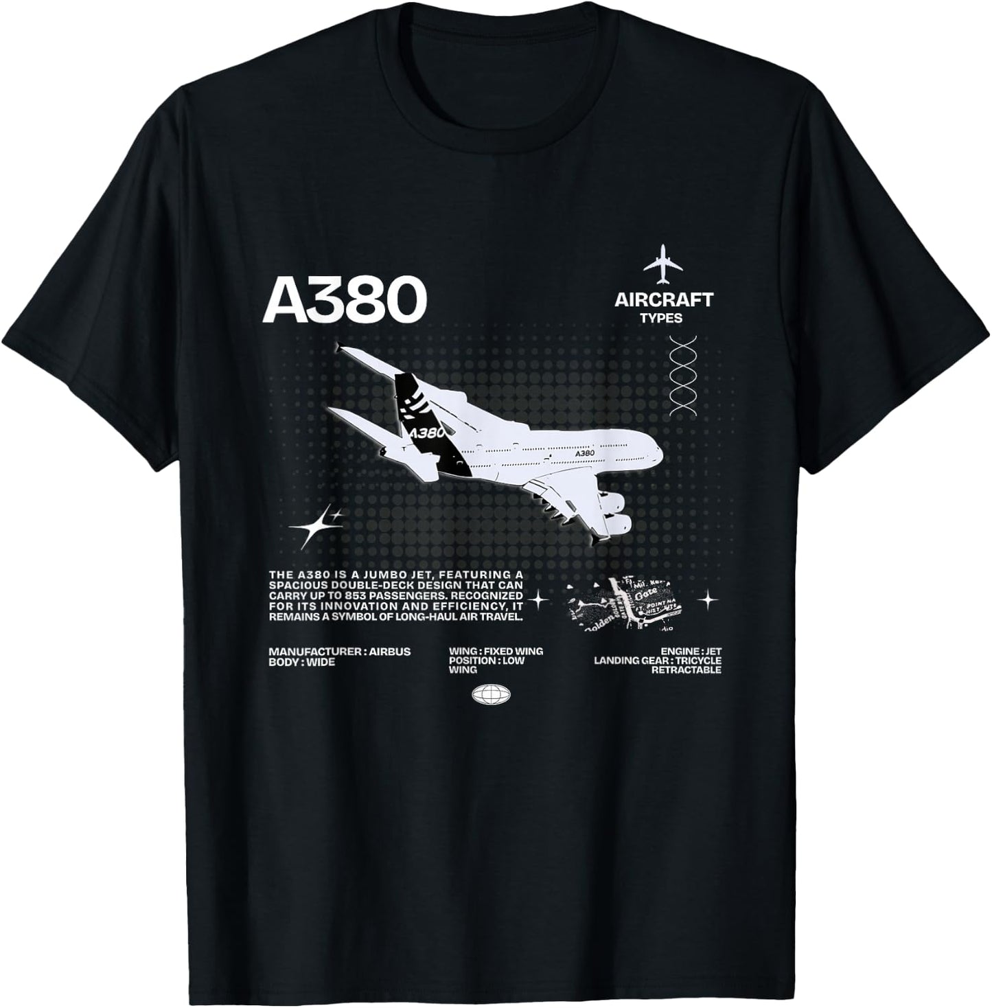Airbus-A318 Airplane White , black T-Shirt - T-Shirt | Black