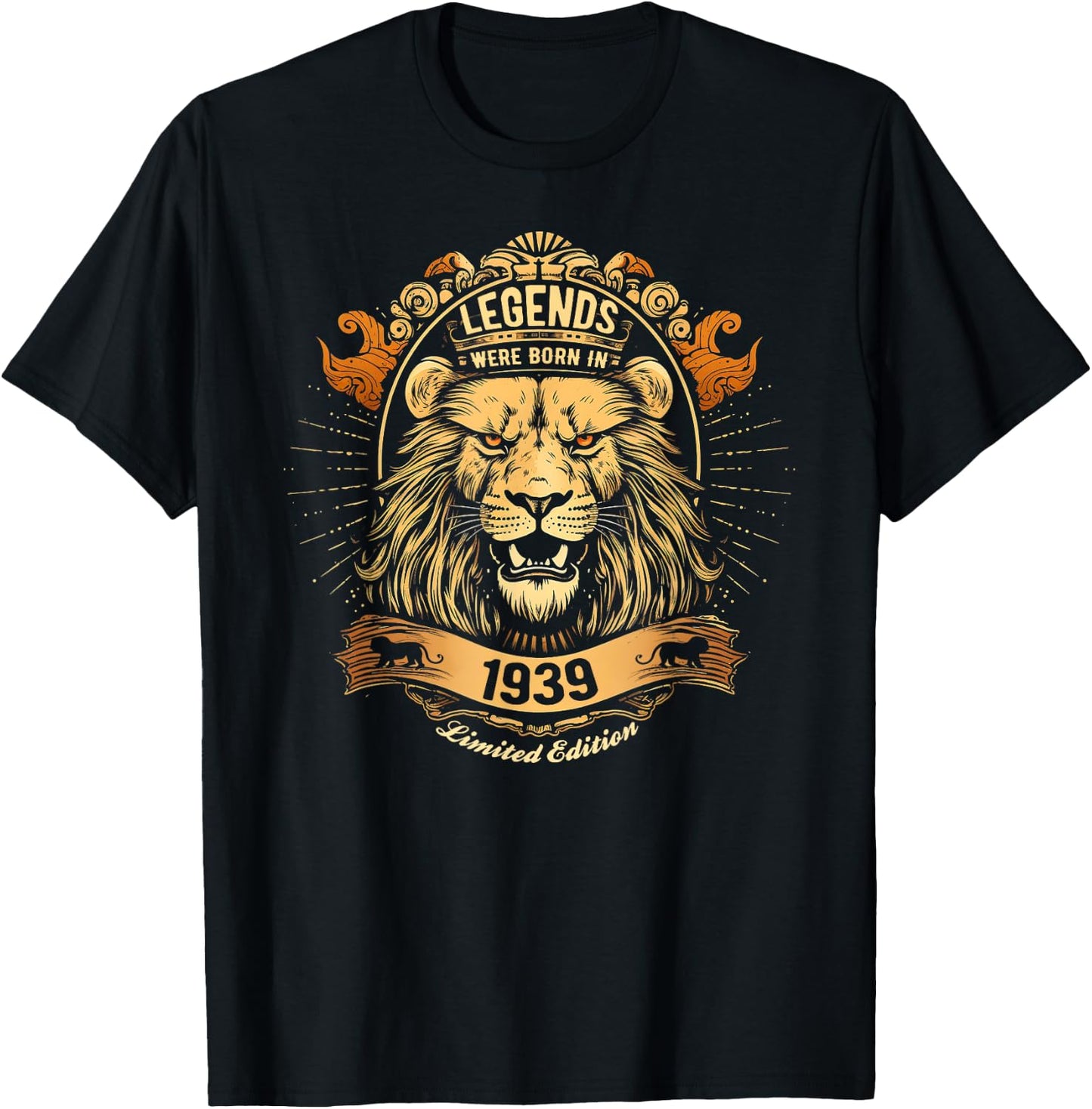 Legends Were Born In 1939 Lions Head 86th Birthday T-Shirt - T-Shirt | Black
