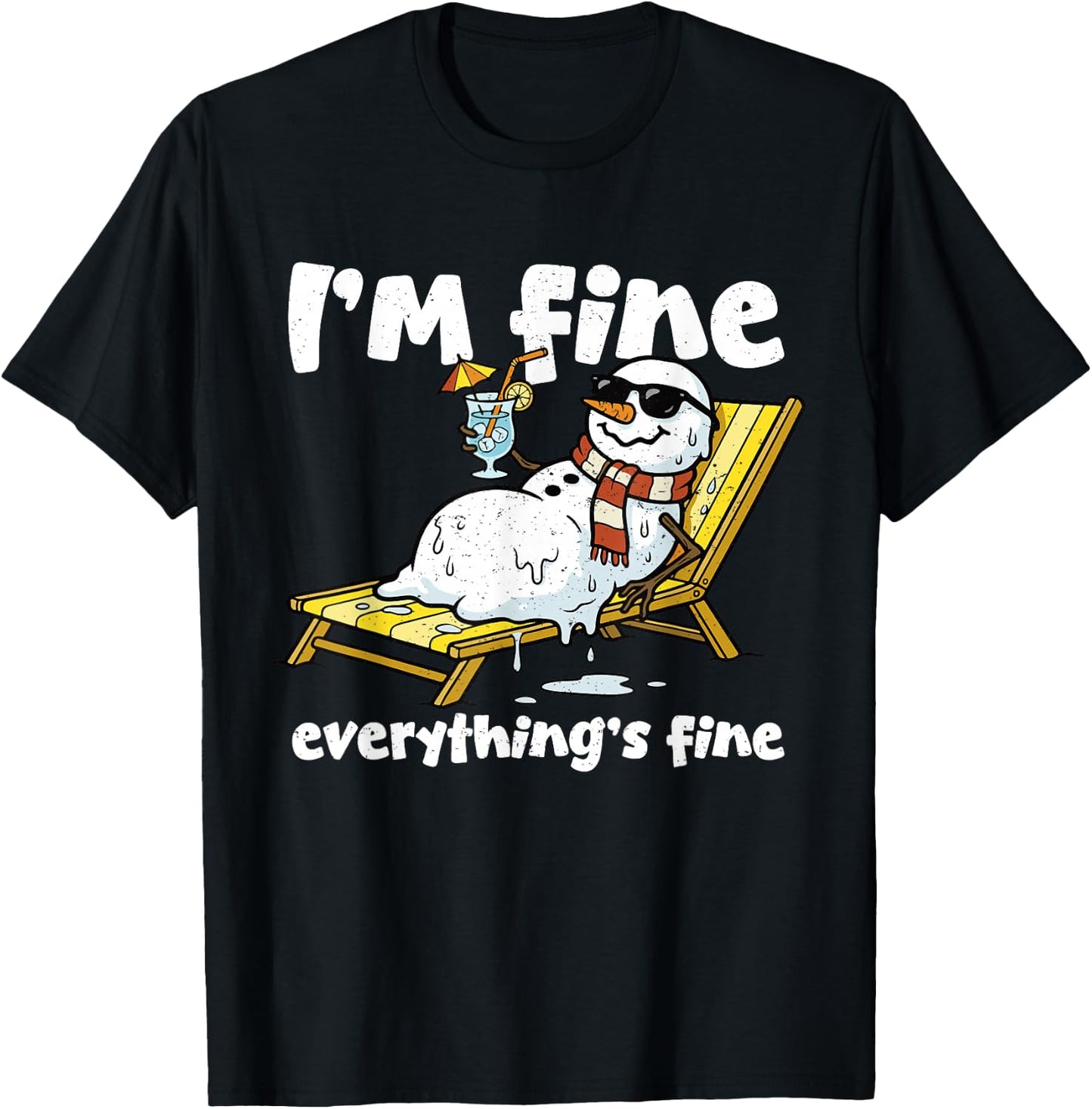 Funny Snowman Fine Summer Christmas in July Men Women Kids T-Shirt - T-Shirt | Black
