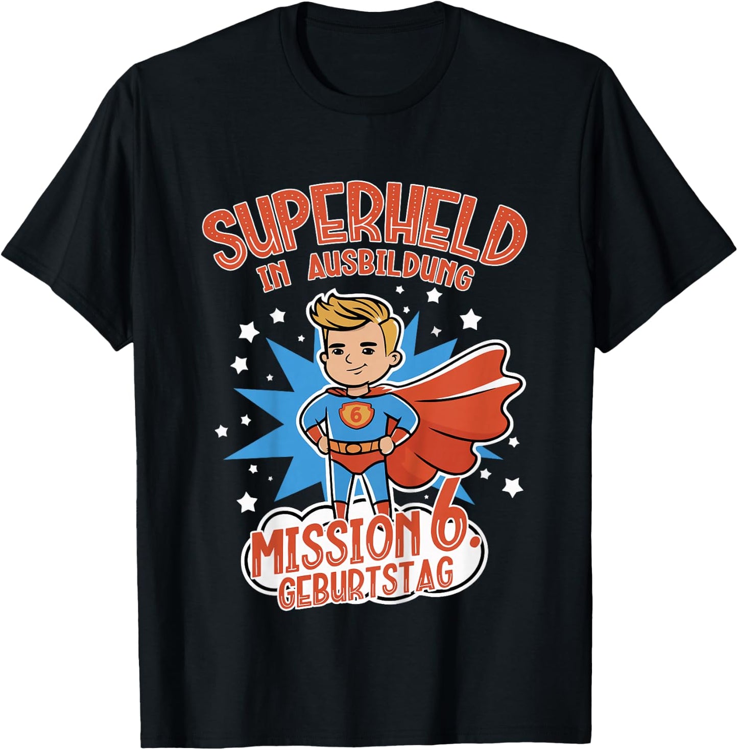 Kinder Superheld in Ausbildung, Geburtstag 6 Jahre, Junge, blond T-Shirt - T-Shirt | Black