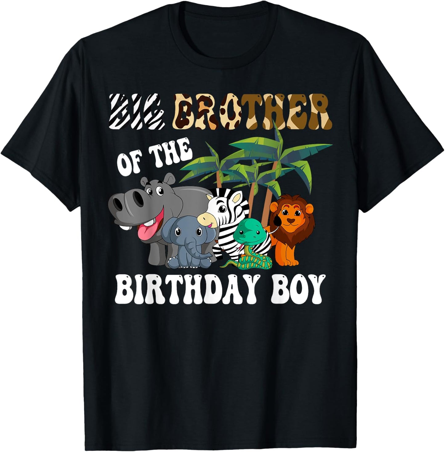Big Brother of the Birthday Boy Zoo Bday Safari Celebration T-Shirt - T-Shirt | Black