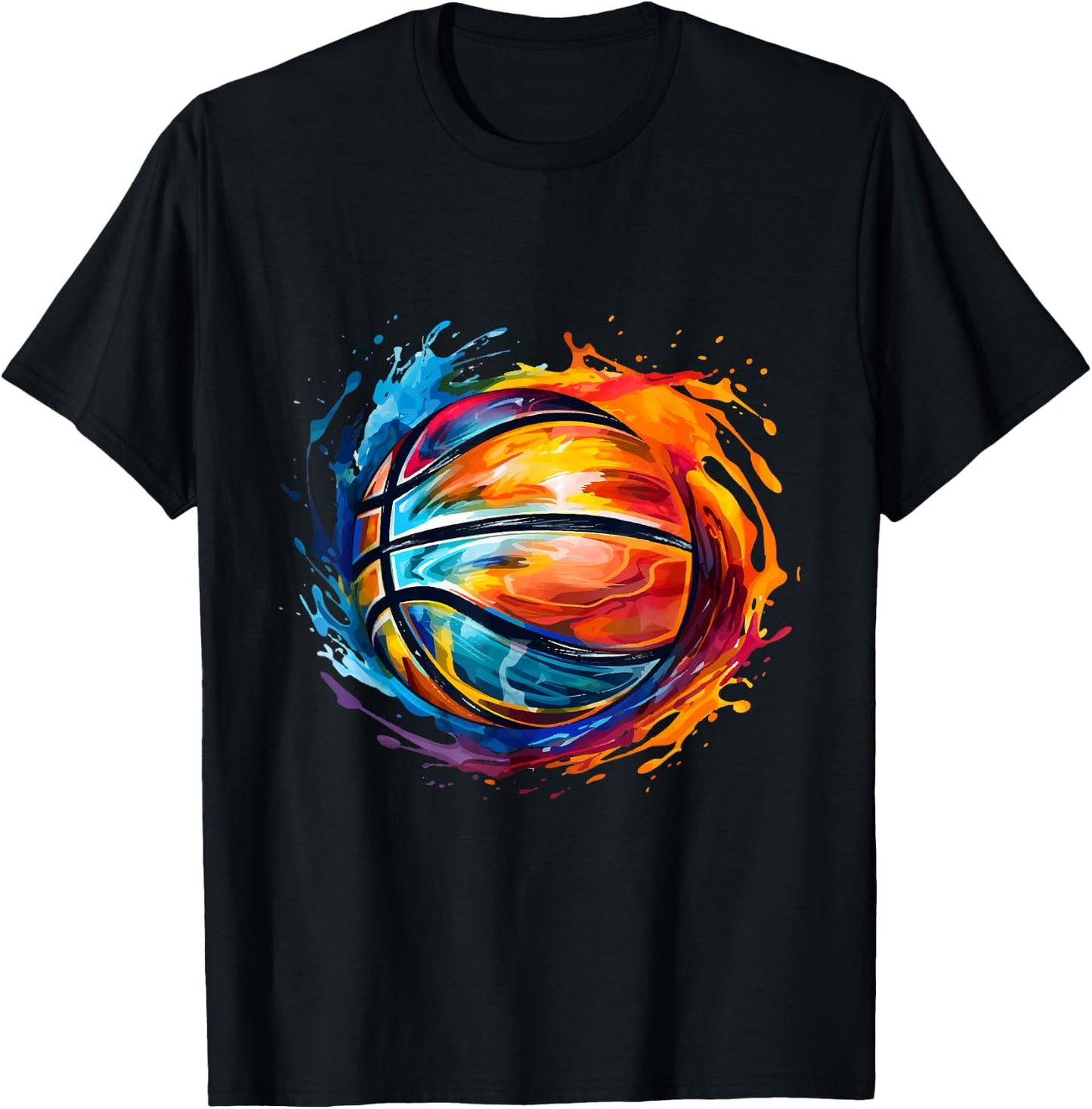 Basketball Ball in Beautiful Colourful Colours Basketball , black T-Shirt - T-Shirt | Black