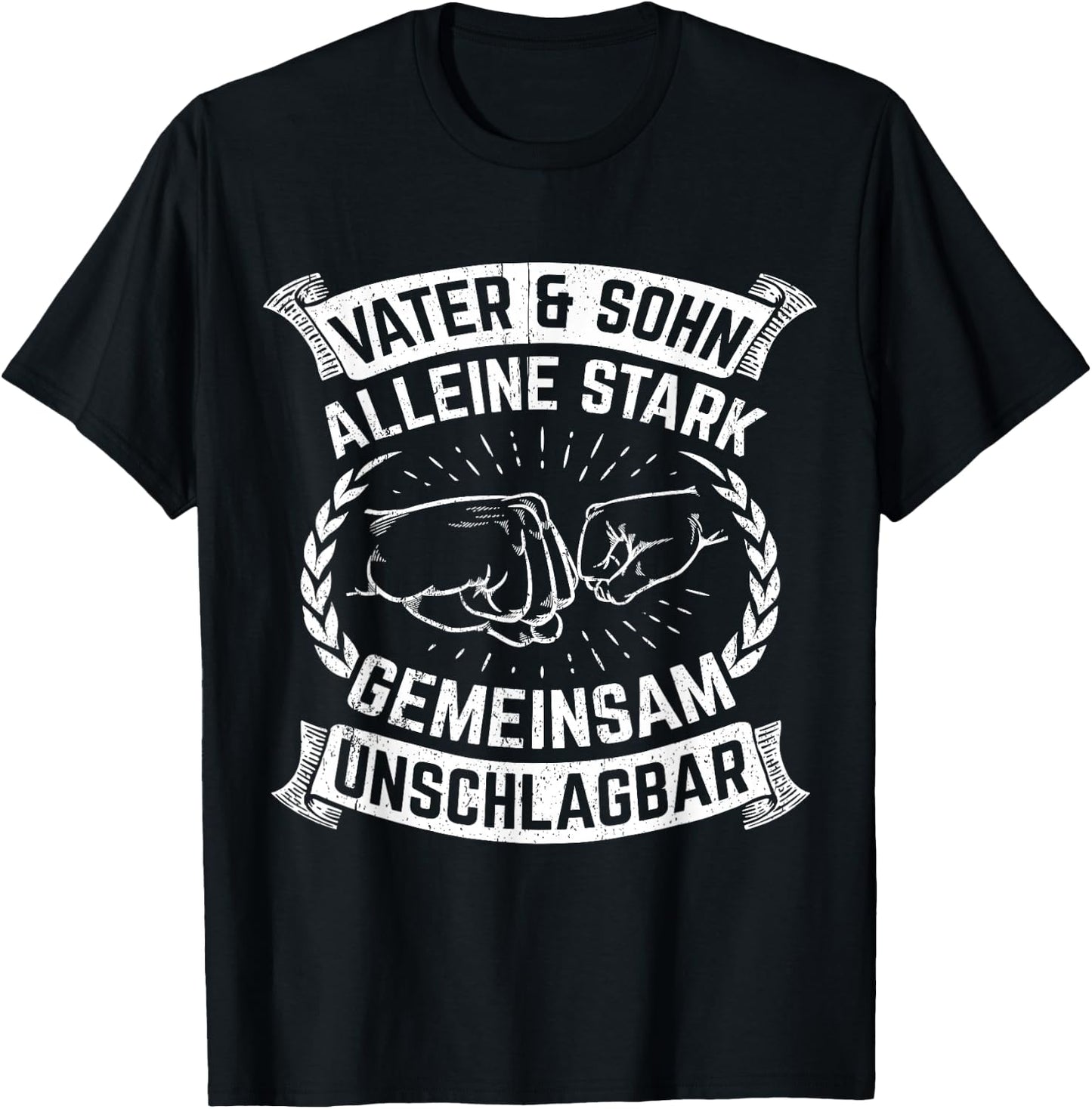 Vater & Sohn Alleine Stark Gemeinsam Unschlagbar Vater T-Shirt - T-Shirt | Black