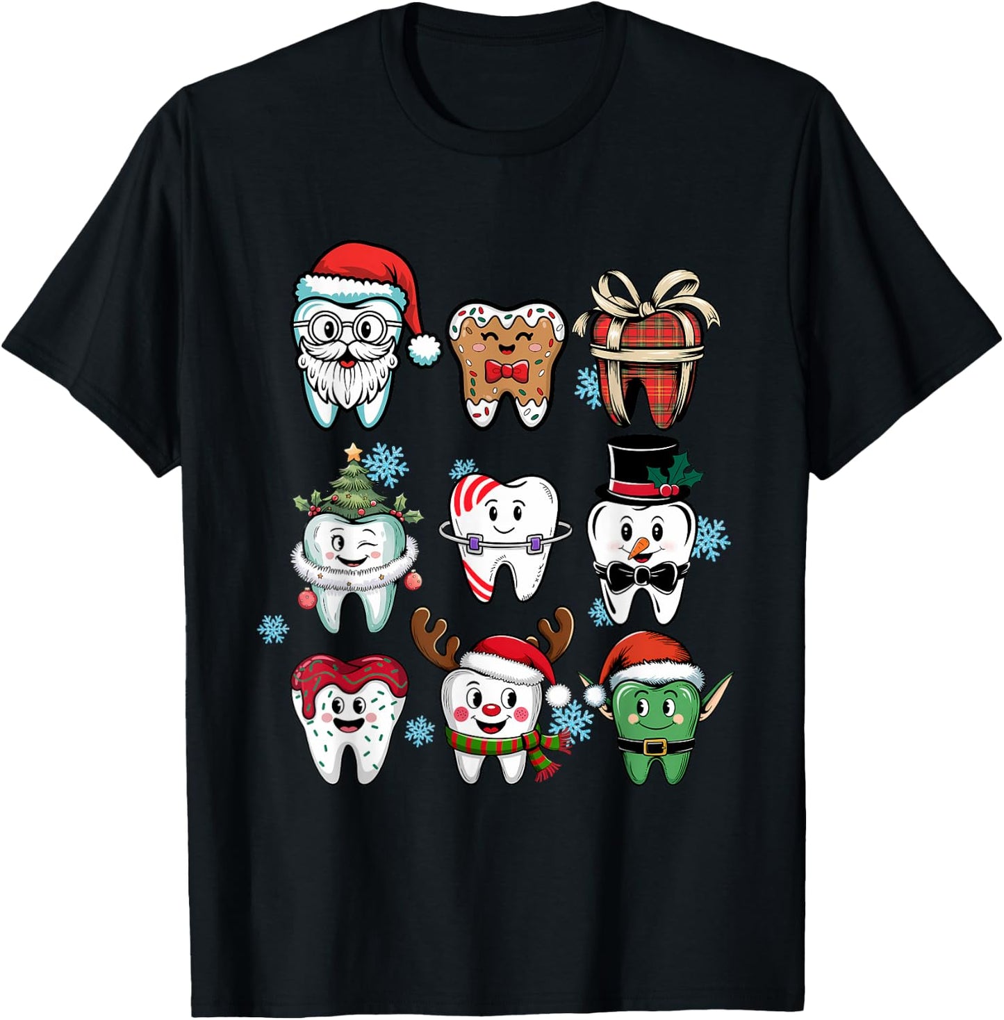Dentist Dental Assistant Christmas Tooth Teeth Funny , black T-Shirt - T-Shirt | Black