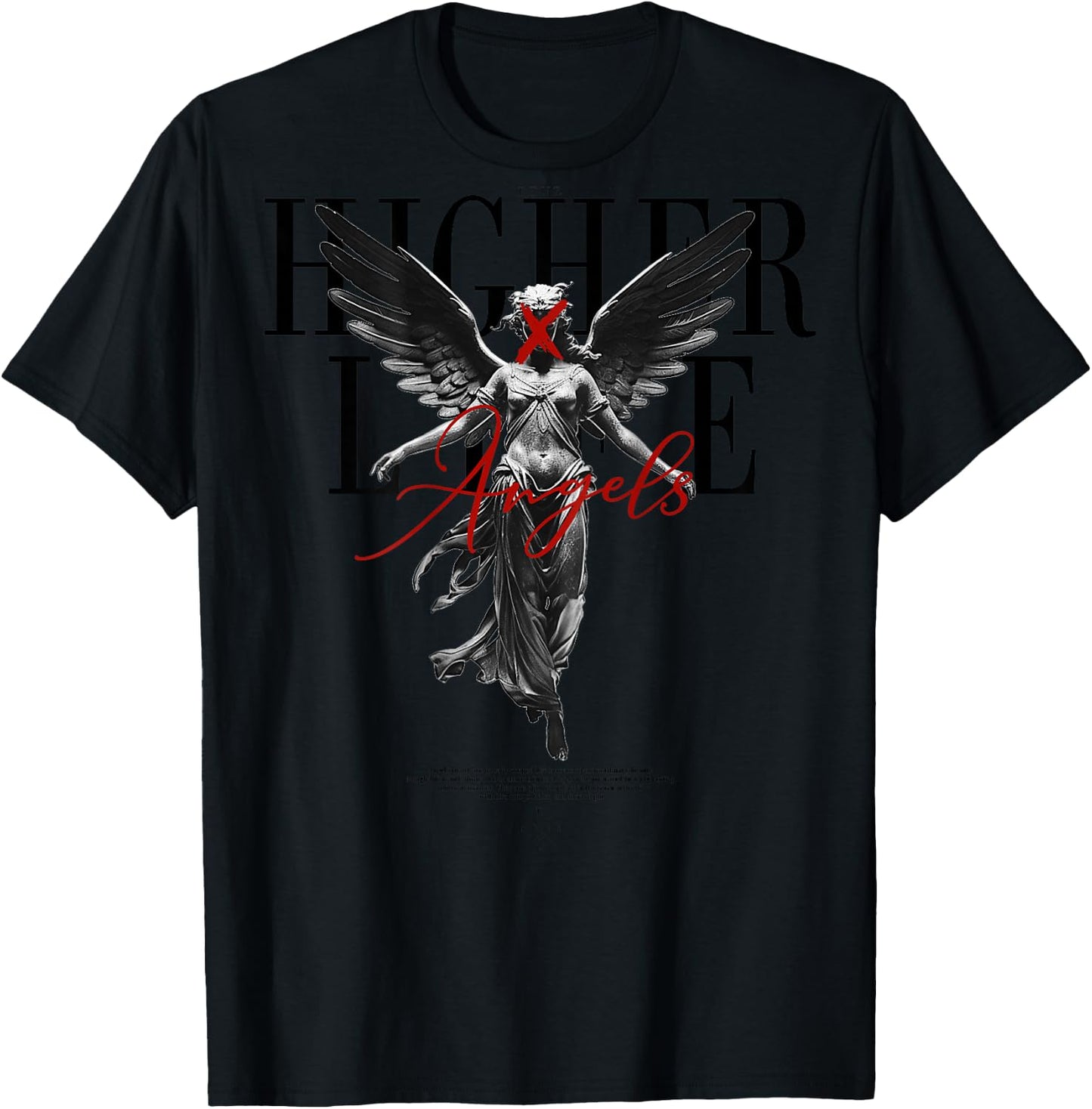 Back Print Angel Y2k Streetwear Aesthetic Damen Herren Engel T-Shirt - T-Shirt | Black