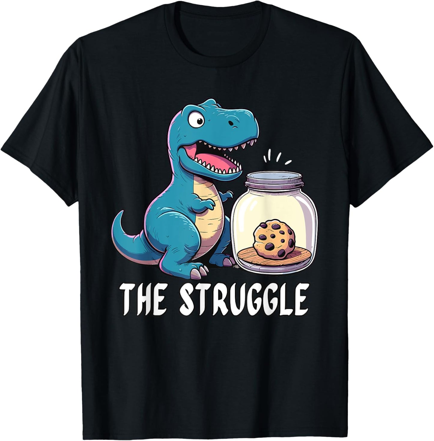 The Struggle is Dinosaur Fitness Gym Lover Gifts Dino T-Shirt - T-Shirt | Black